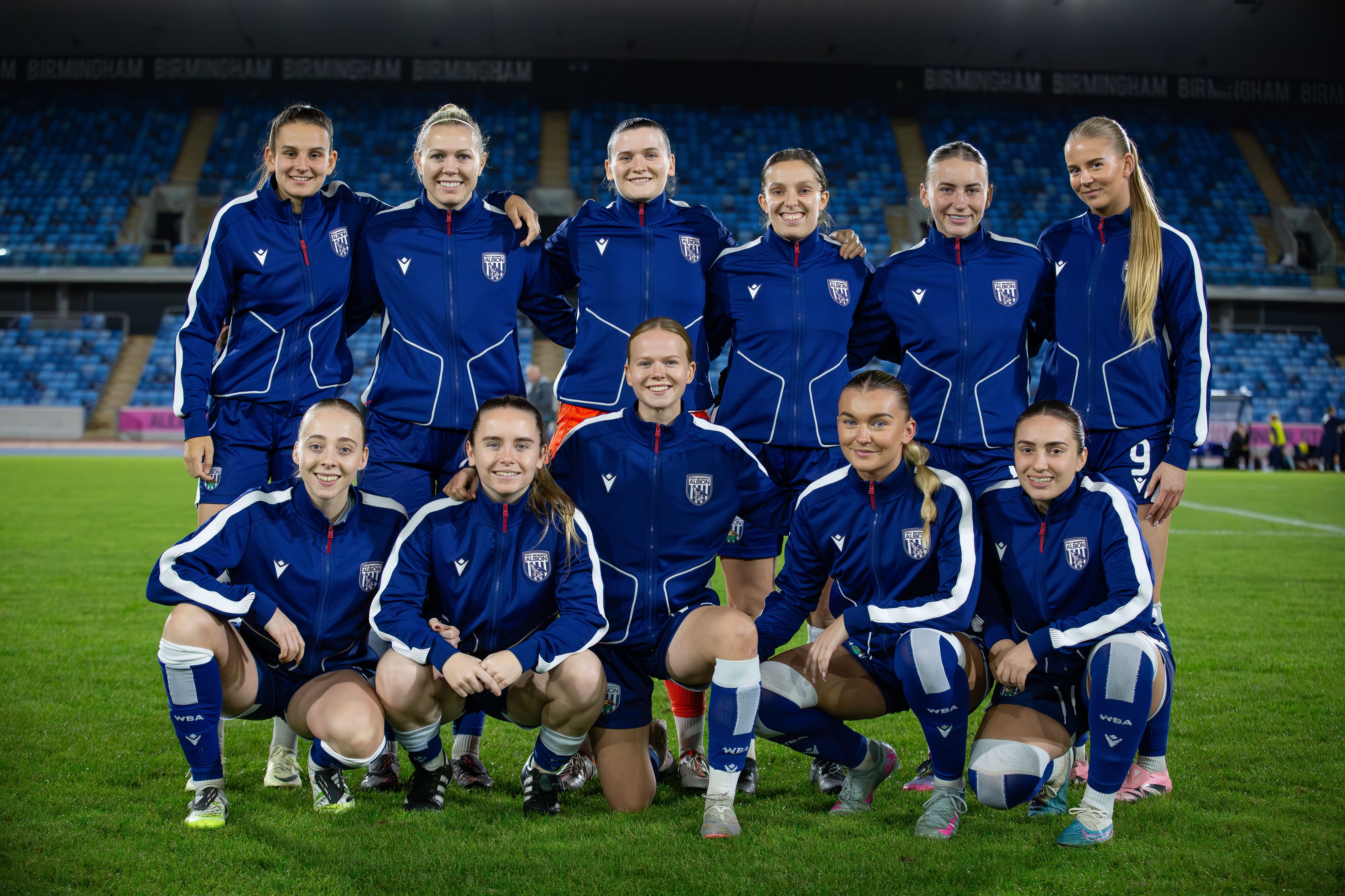 Albion Women team photo before a game at the Alexander Stadium