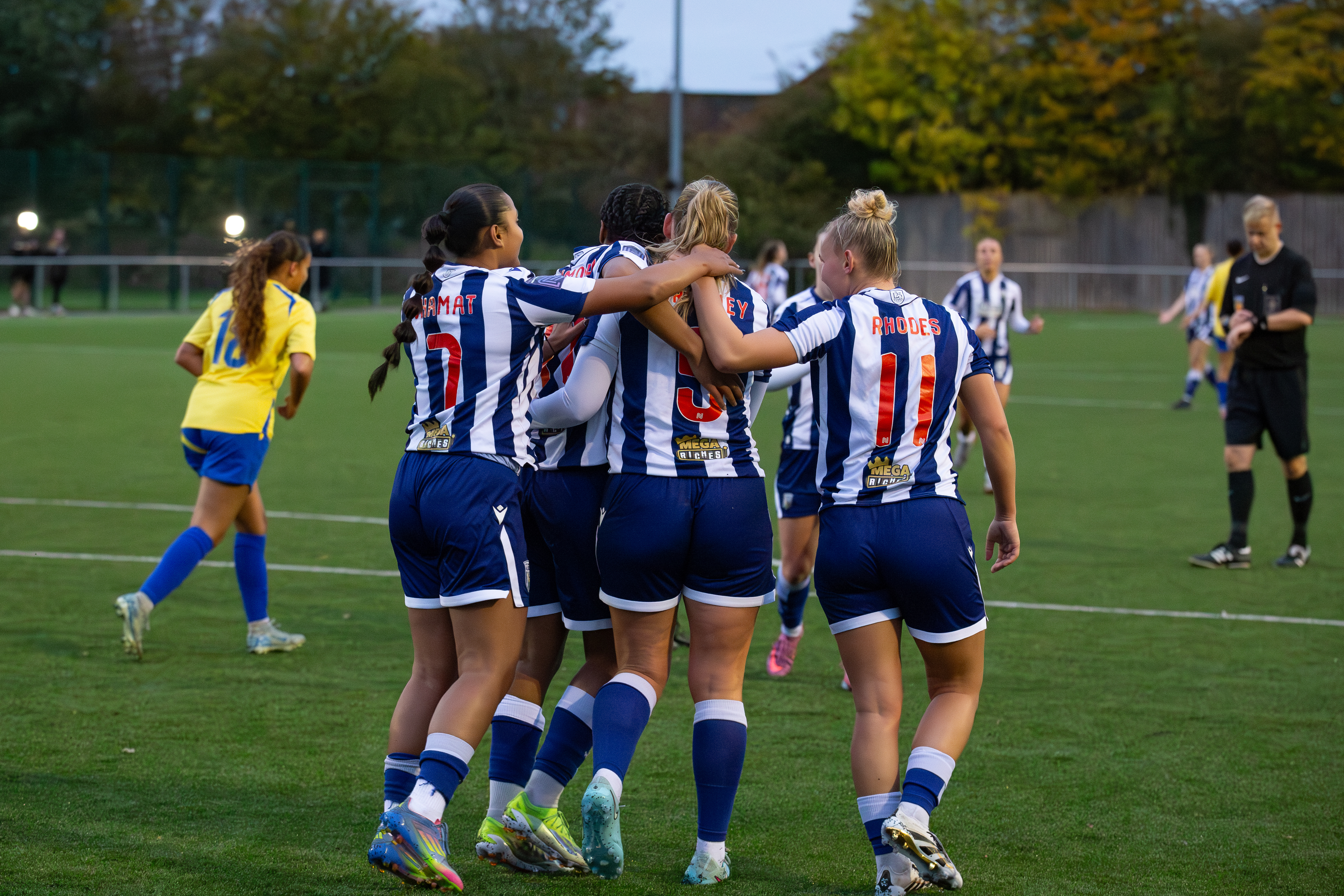 Albion Women celebrating against Solihull Moors.