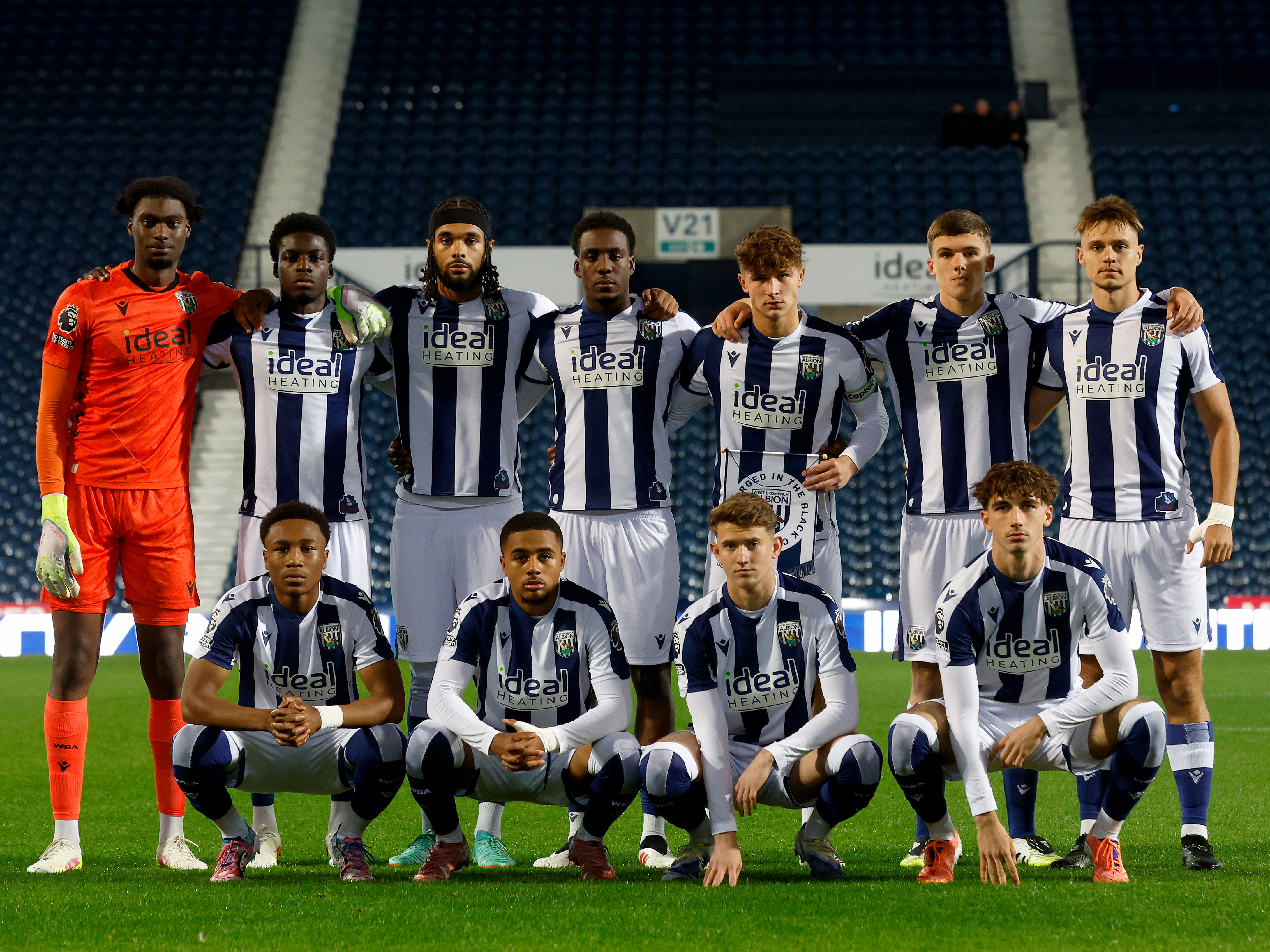A group photo of Albion U21s lined up before their PL International Cup match v Juventus