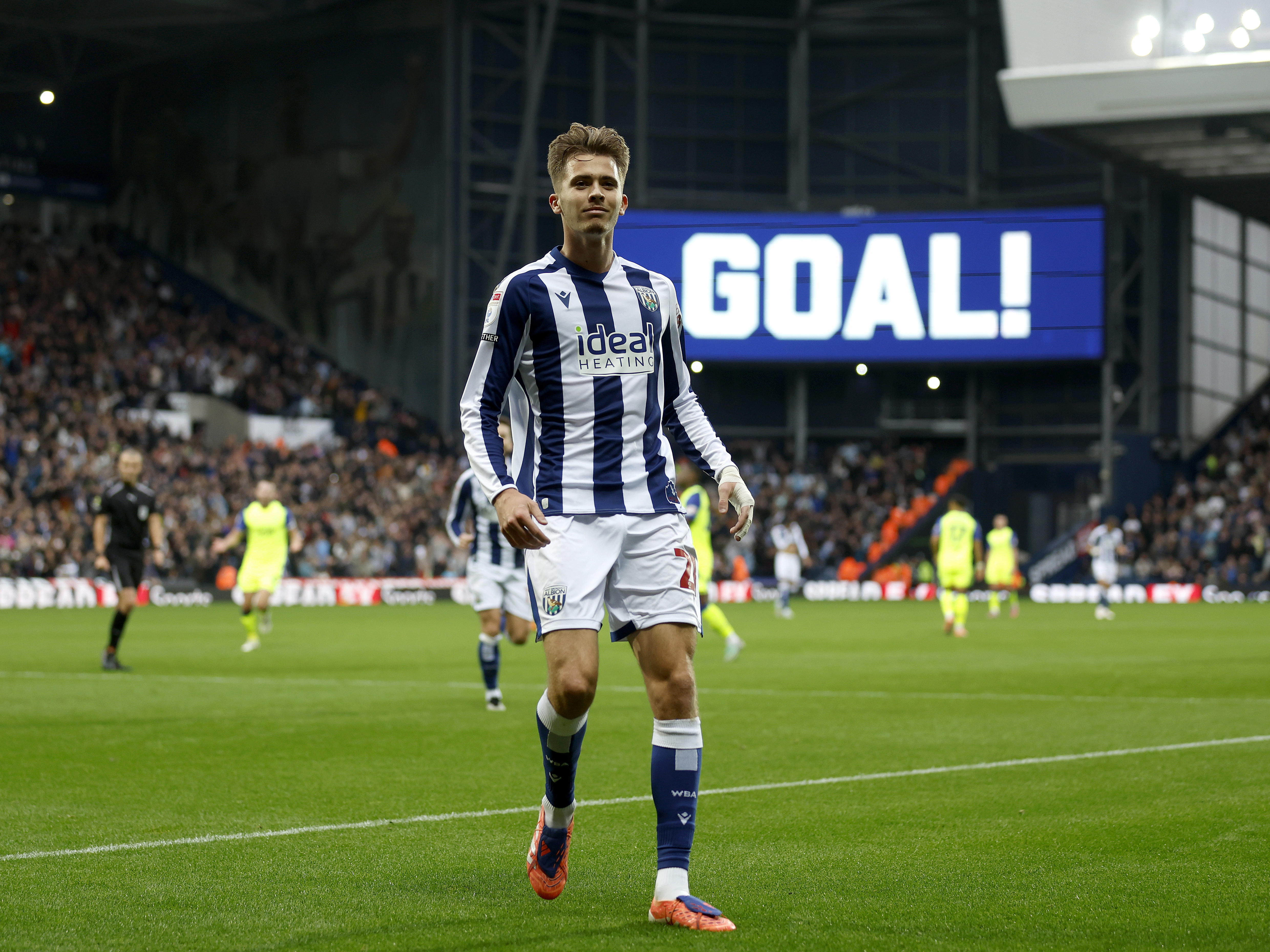 An image of Isaac Price celebrating a goal against Preston
