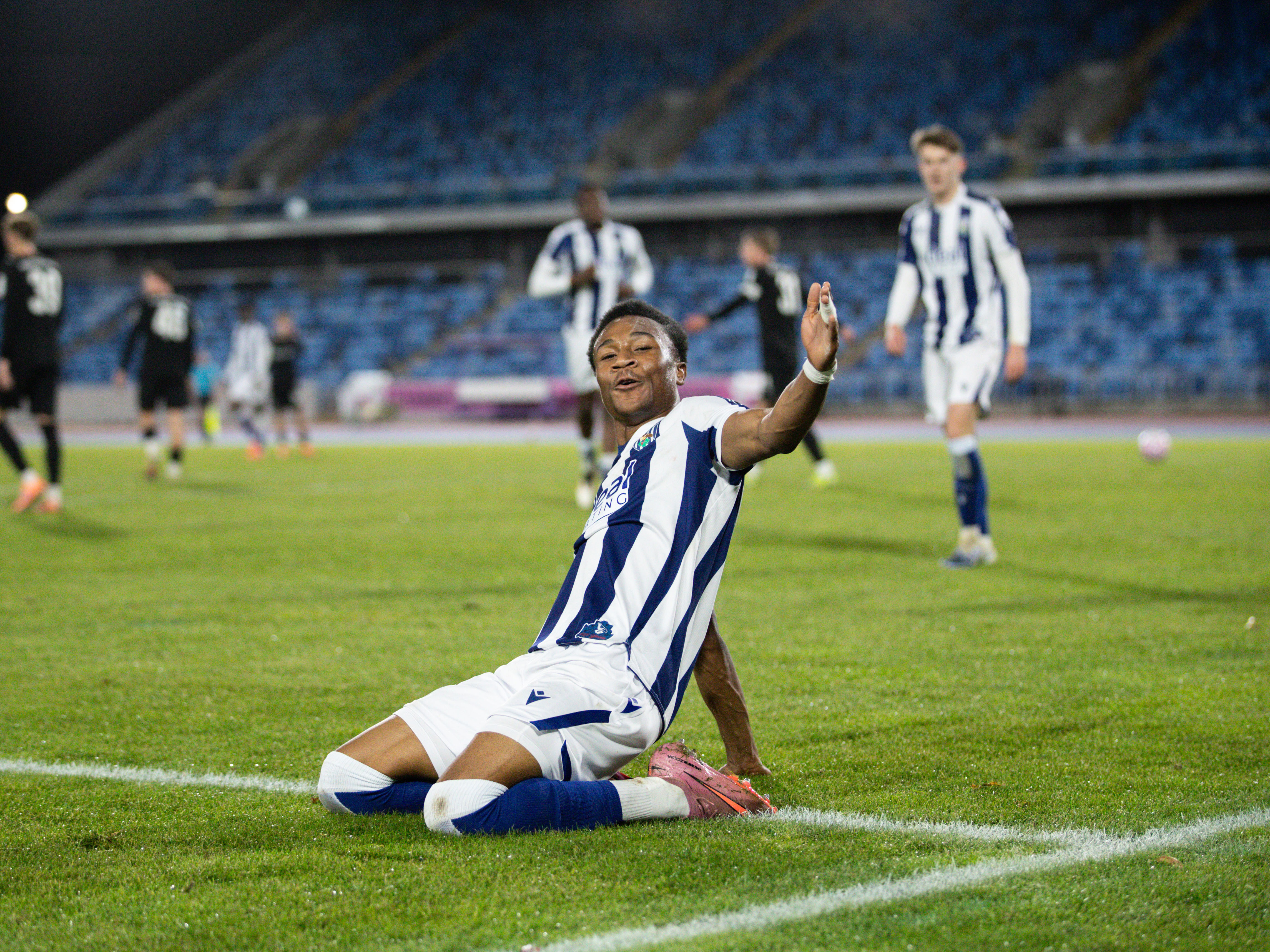 A photo of U18 striker Jaiden Francis-Caesar celebrating a goal