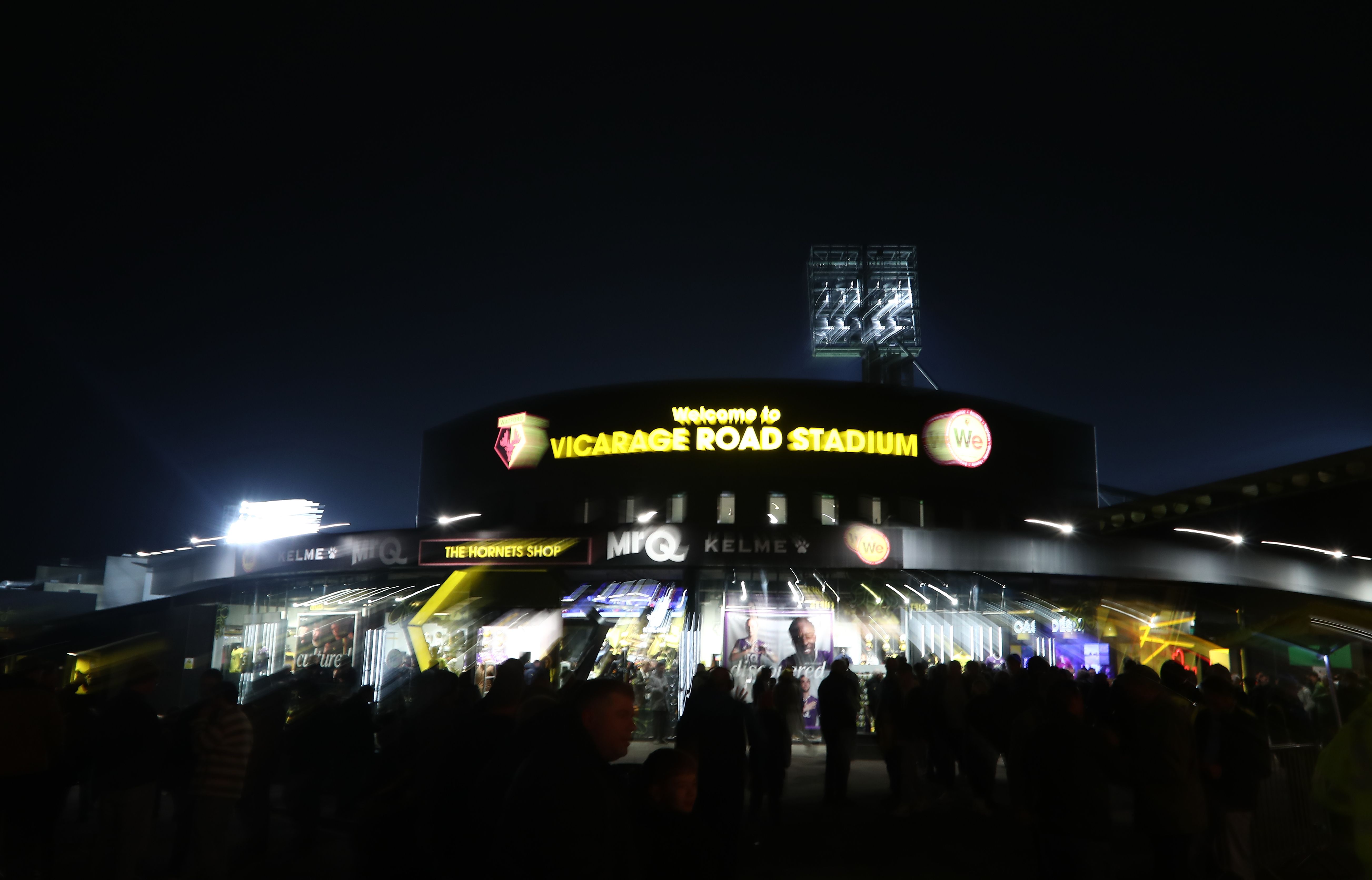 A general view of the outside of Vicarage Road 