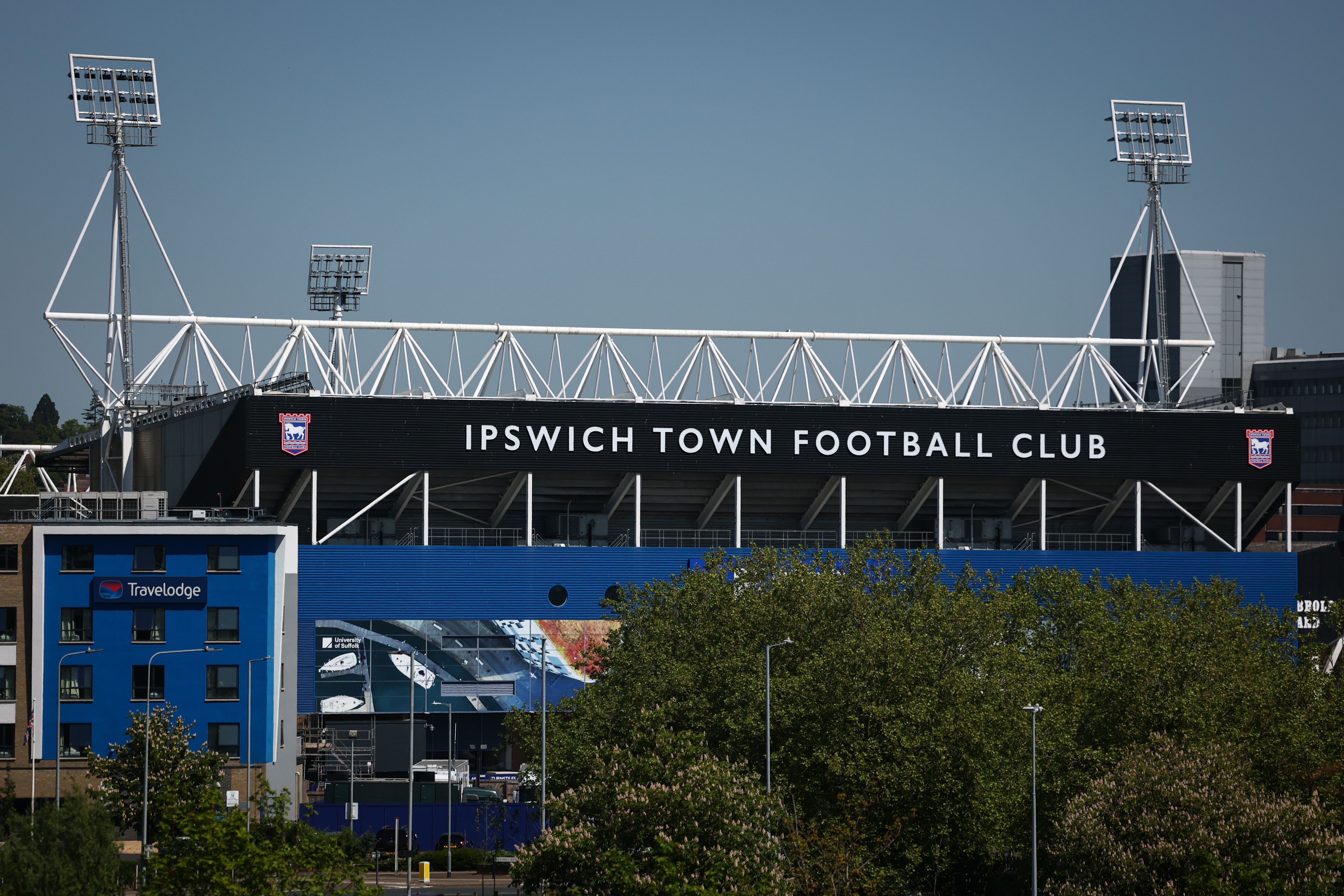 A general view of the outside of Portman Road