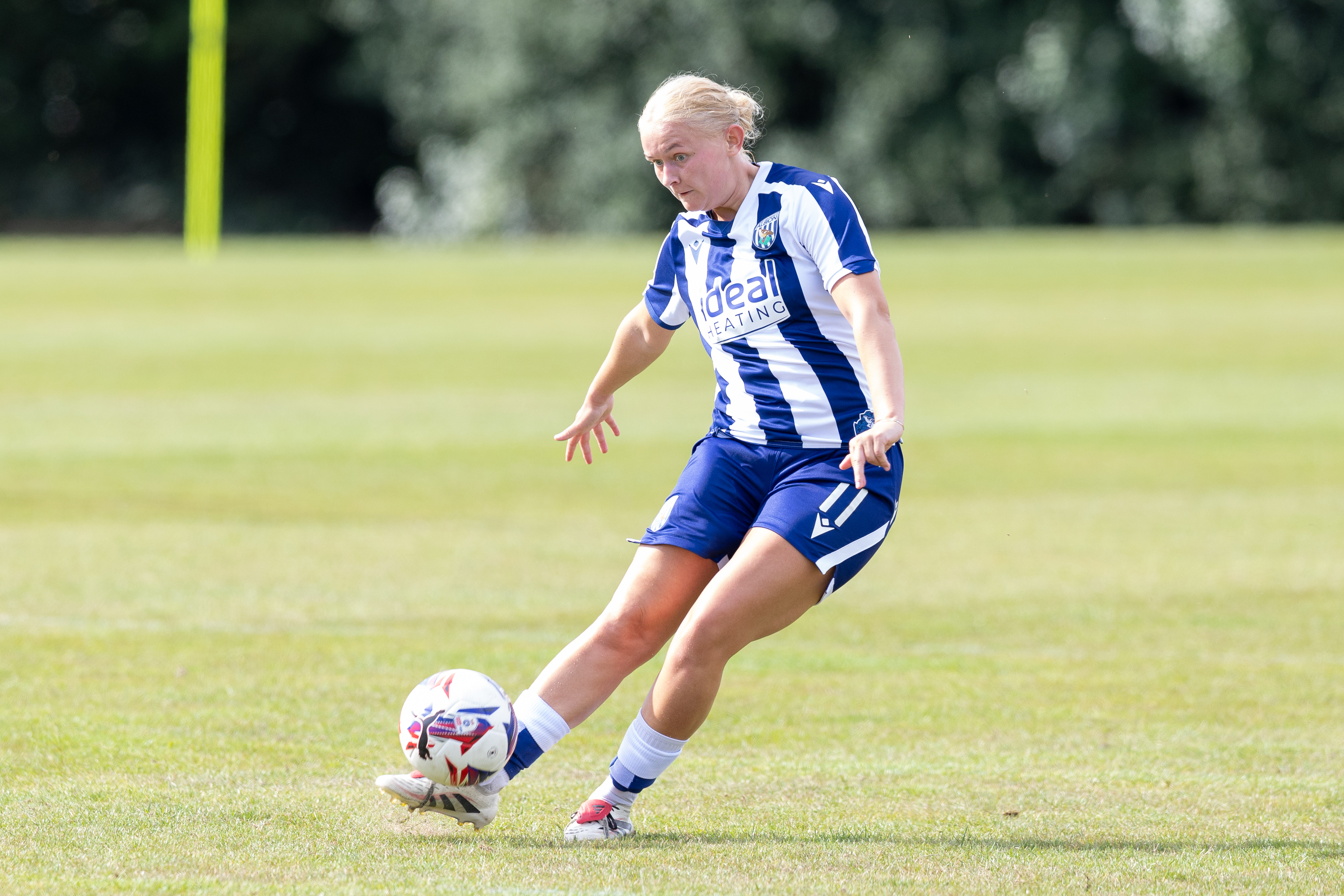Marli Rhodes scoring a free-kick during Albion Women's pre-season campaign.