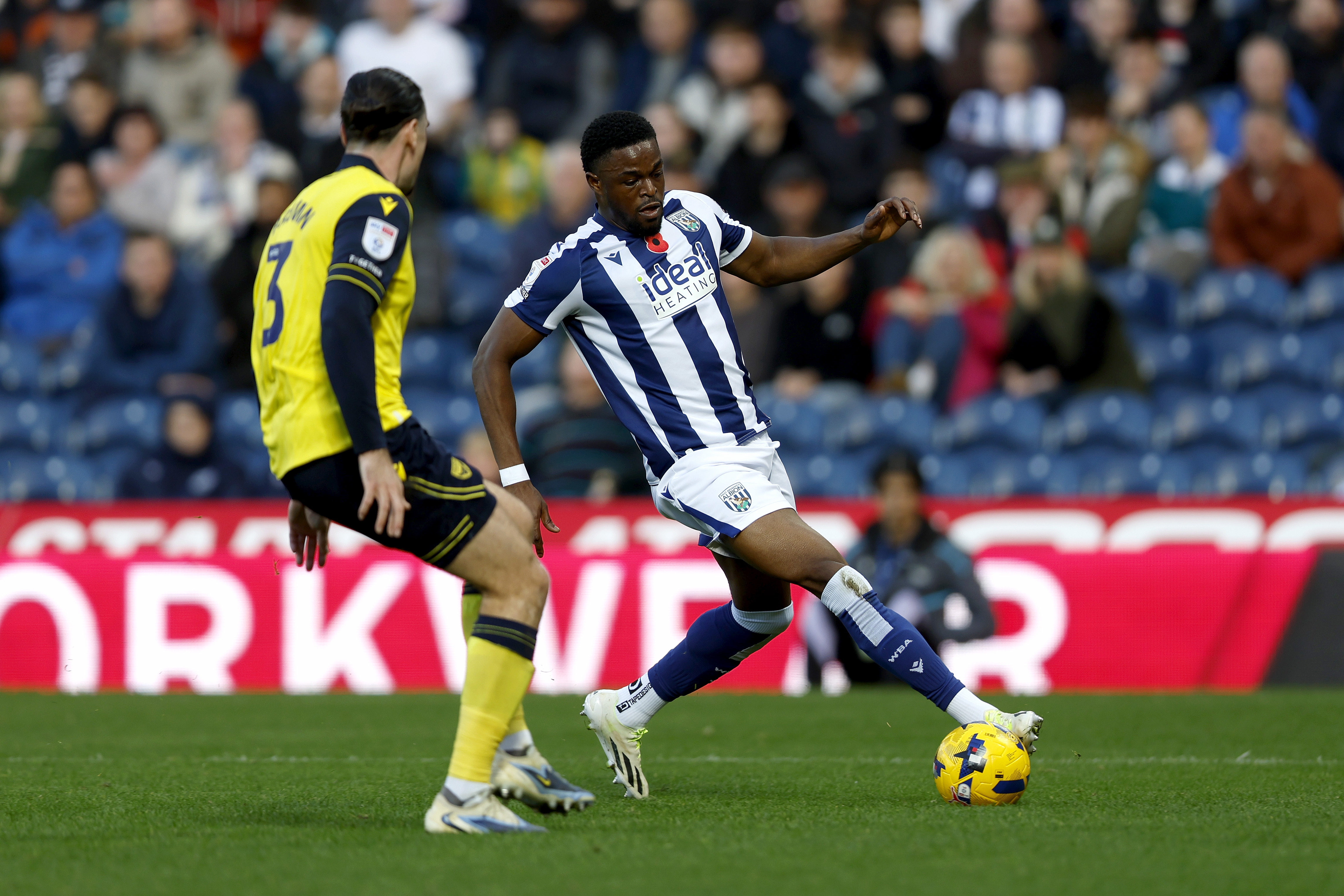 Josh Maja on the ball against Oxford 