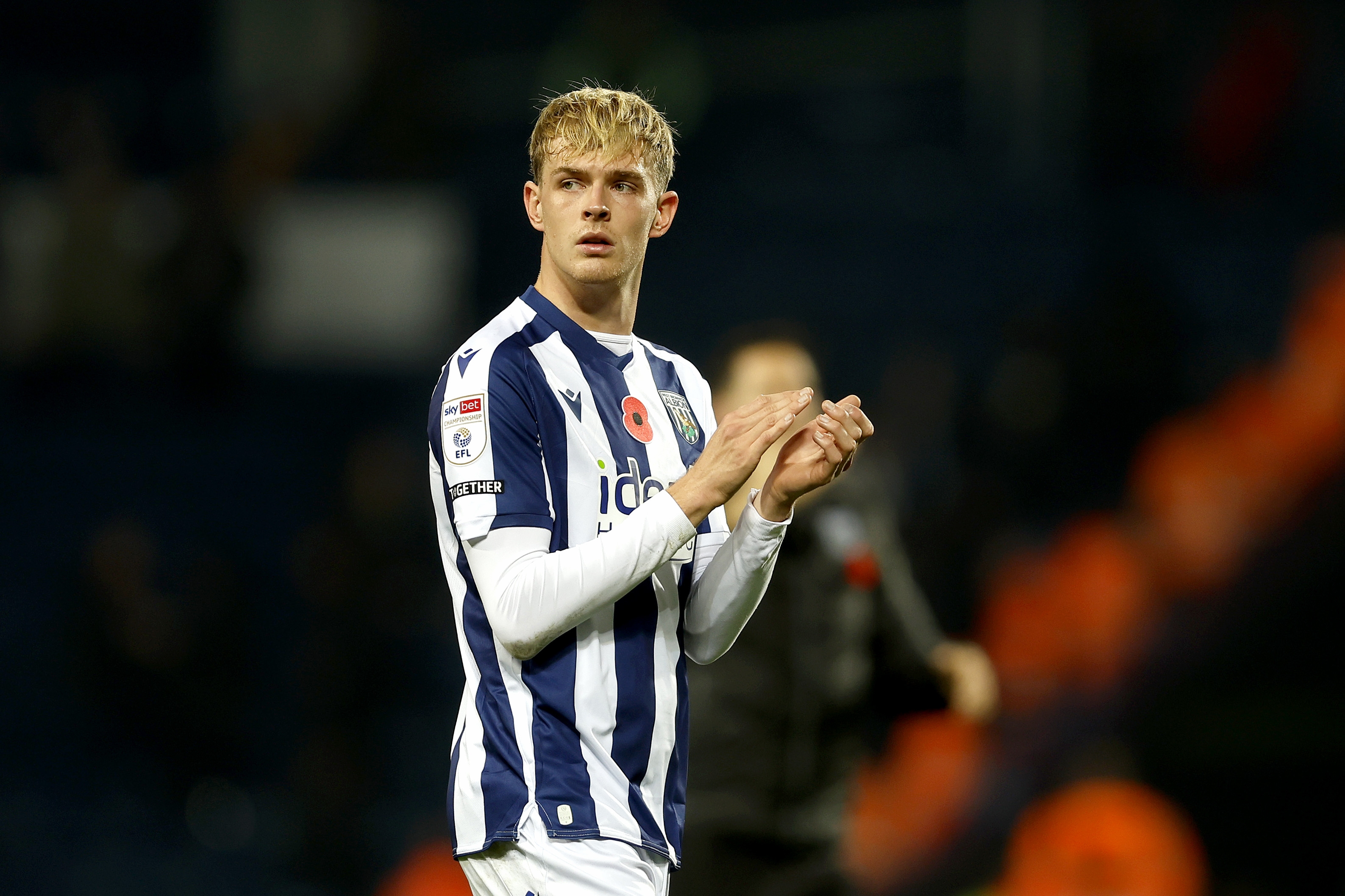 Toby Collyer clapping WBA fans after the Oxford game