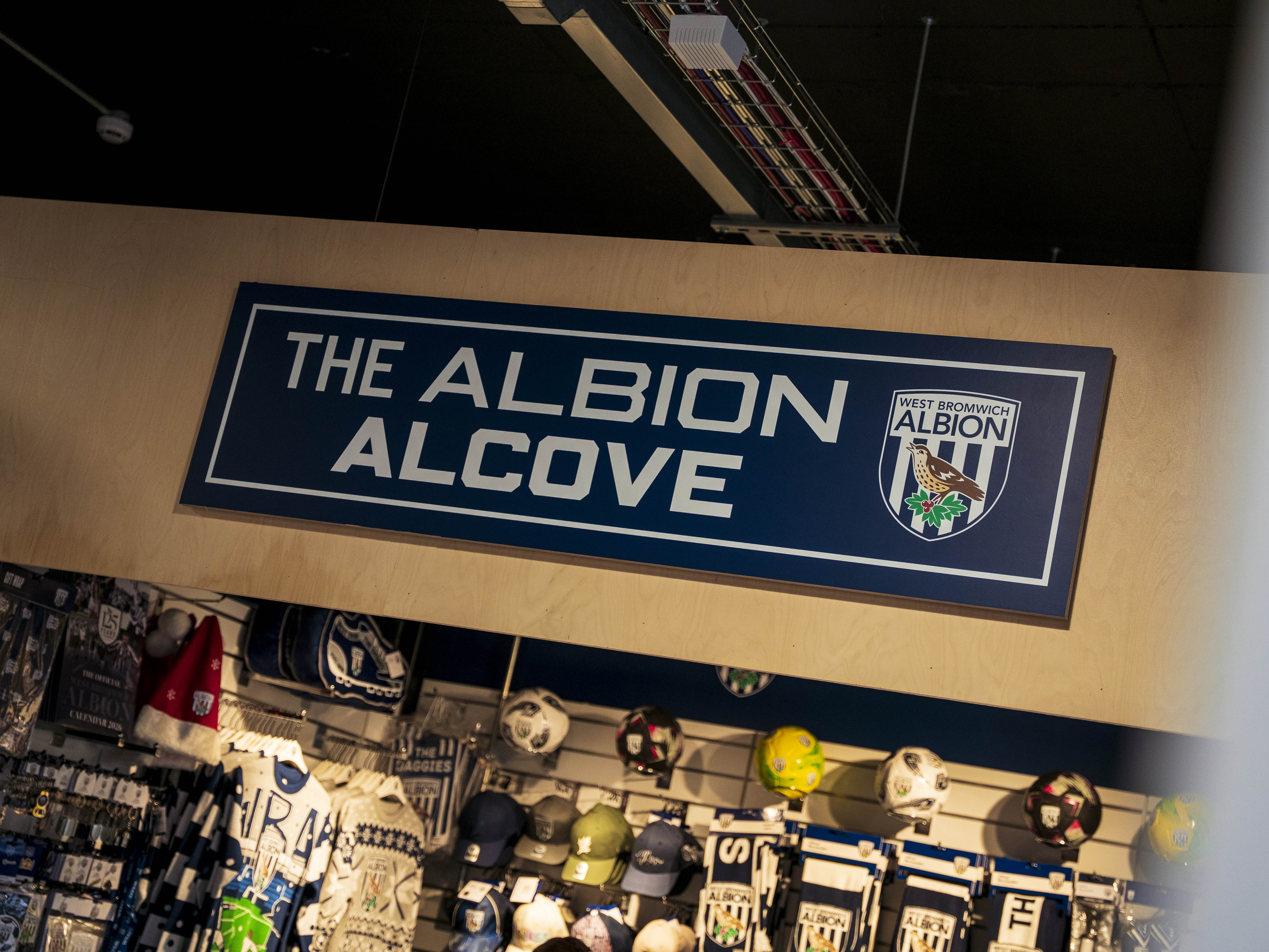A general photo of the Albion Alcove club shop in West Bromwich