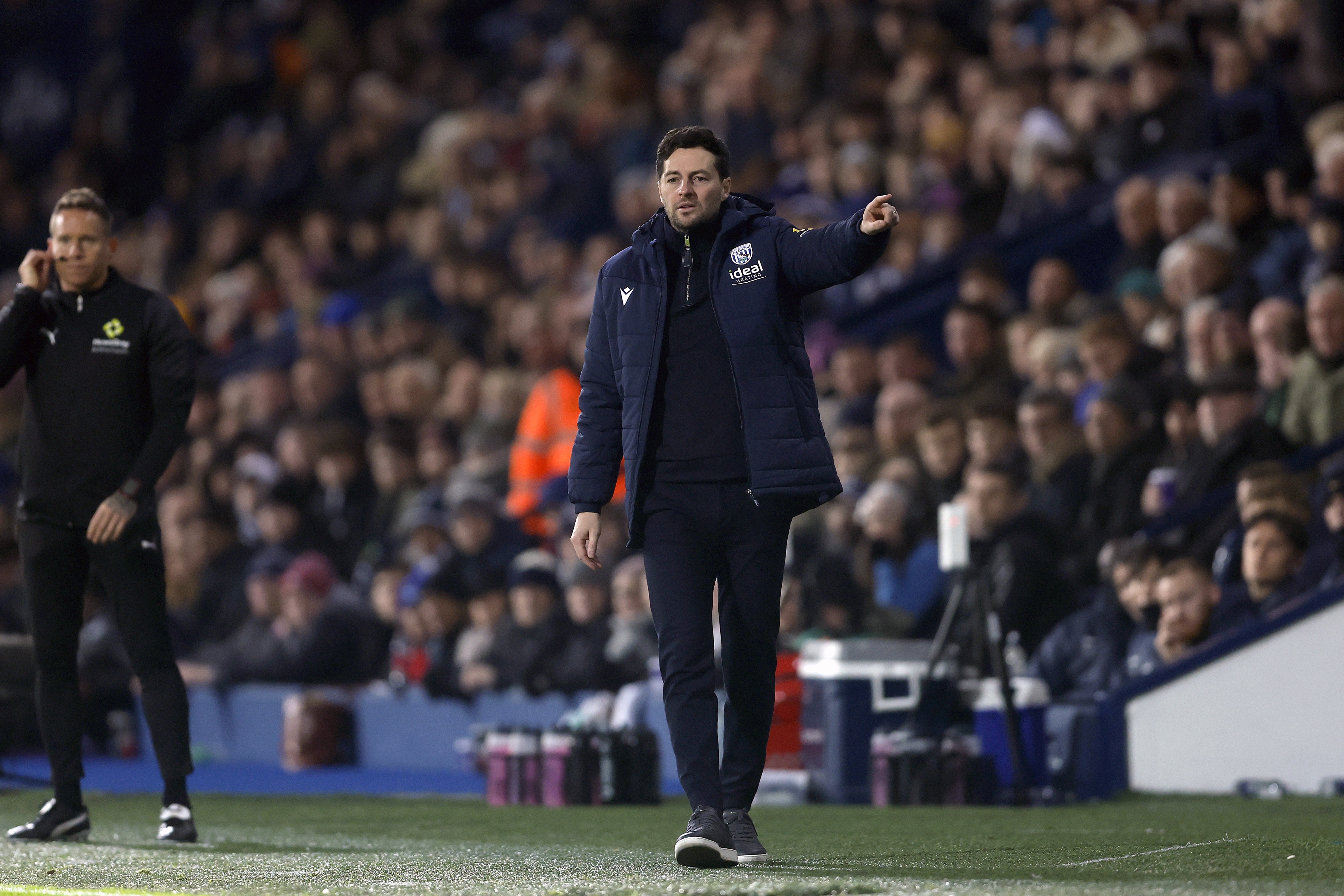 Ryan Mason on the side of the pitch during WBA's game with Birmingham