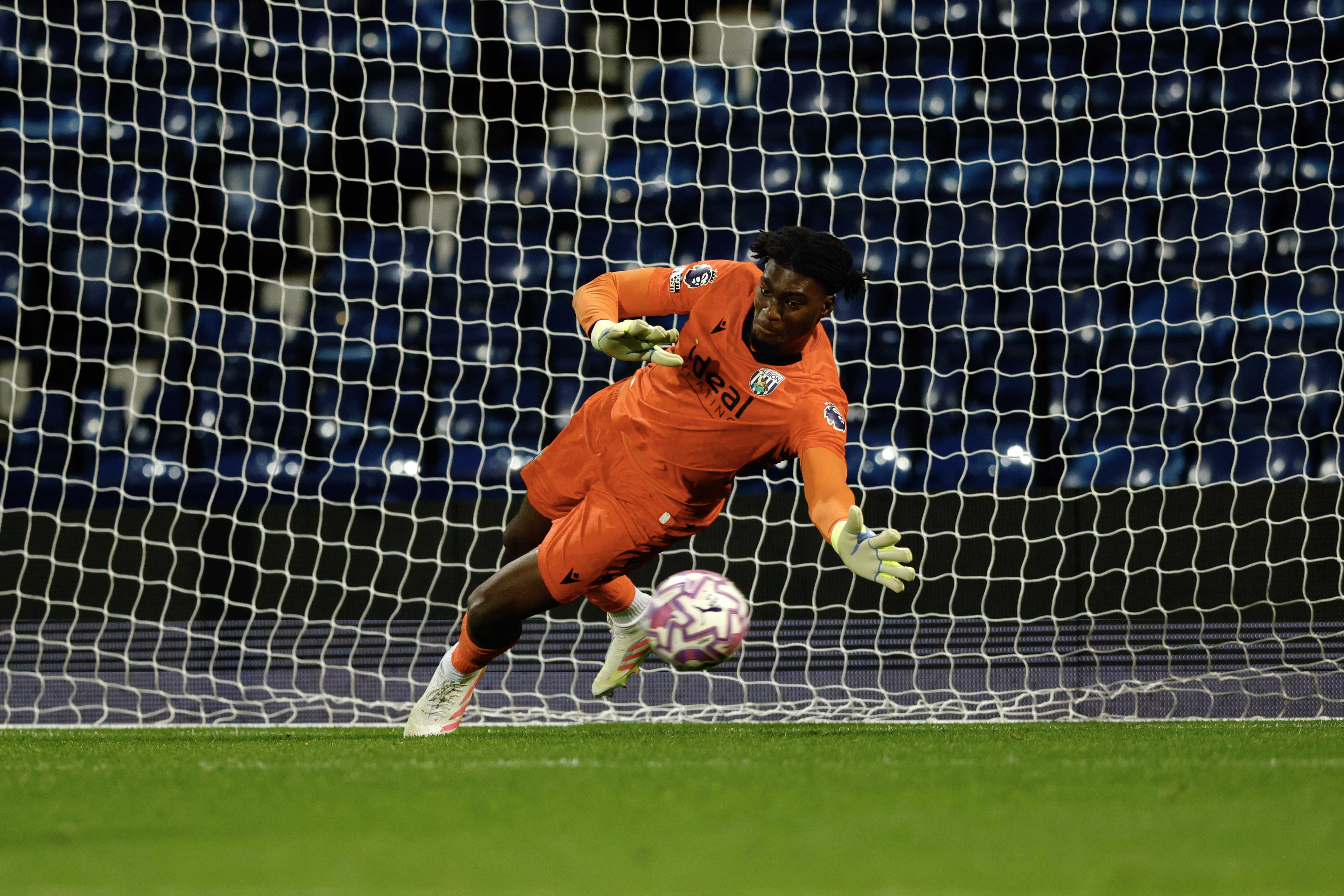 Brian Okonkwo makes a save.