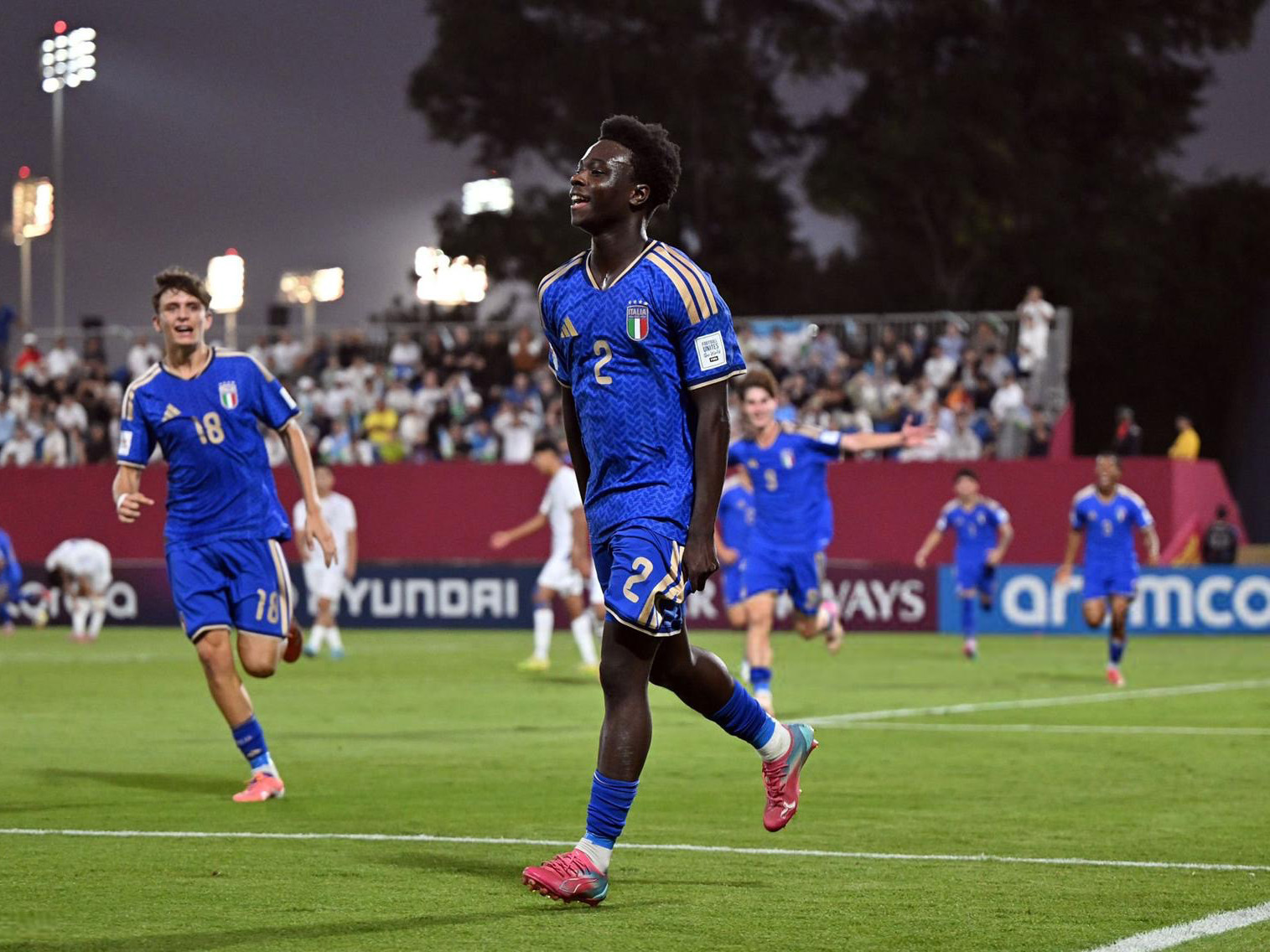 A photo of Academy player Dauda Iddrisa celebrating a goal for Italy's U17s