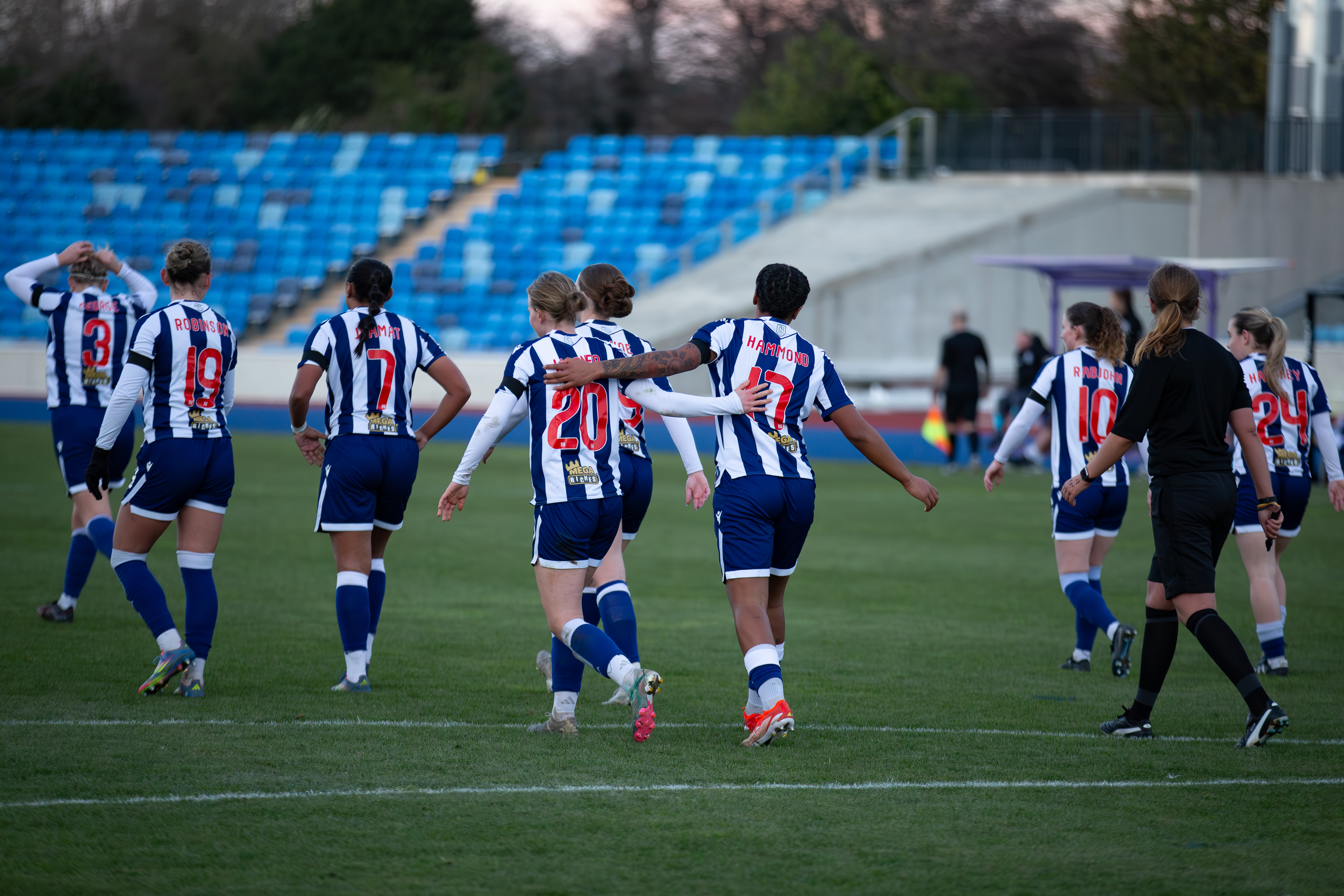 Albion Women celebrating against Cambridge.