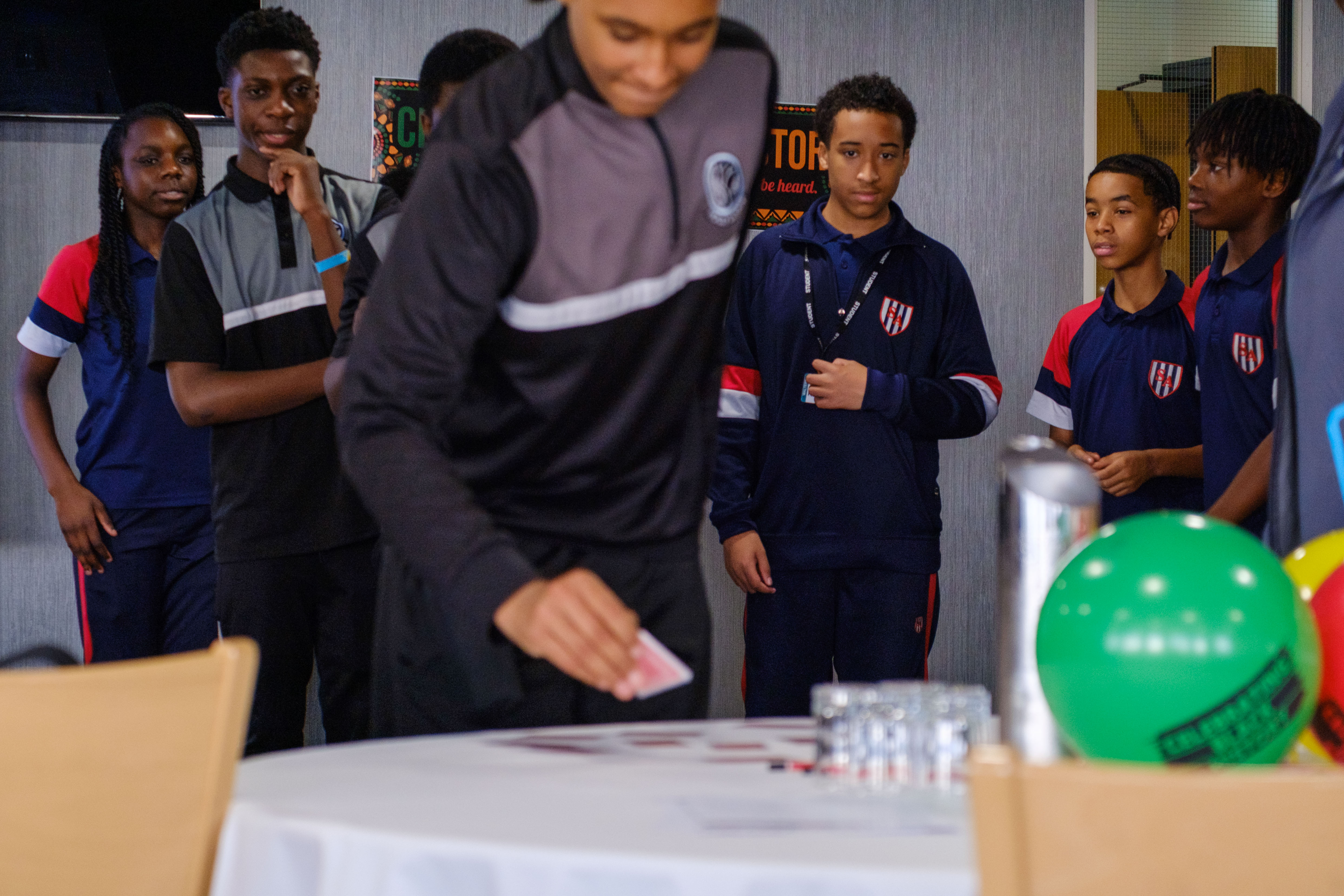 Pupils enjoying an activity during the Black History Month collapsed curriculum day.