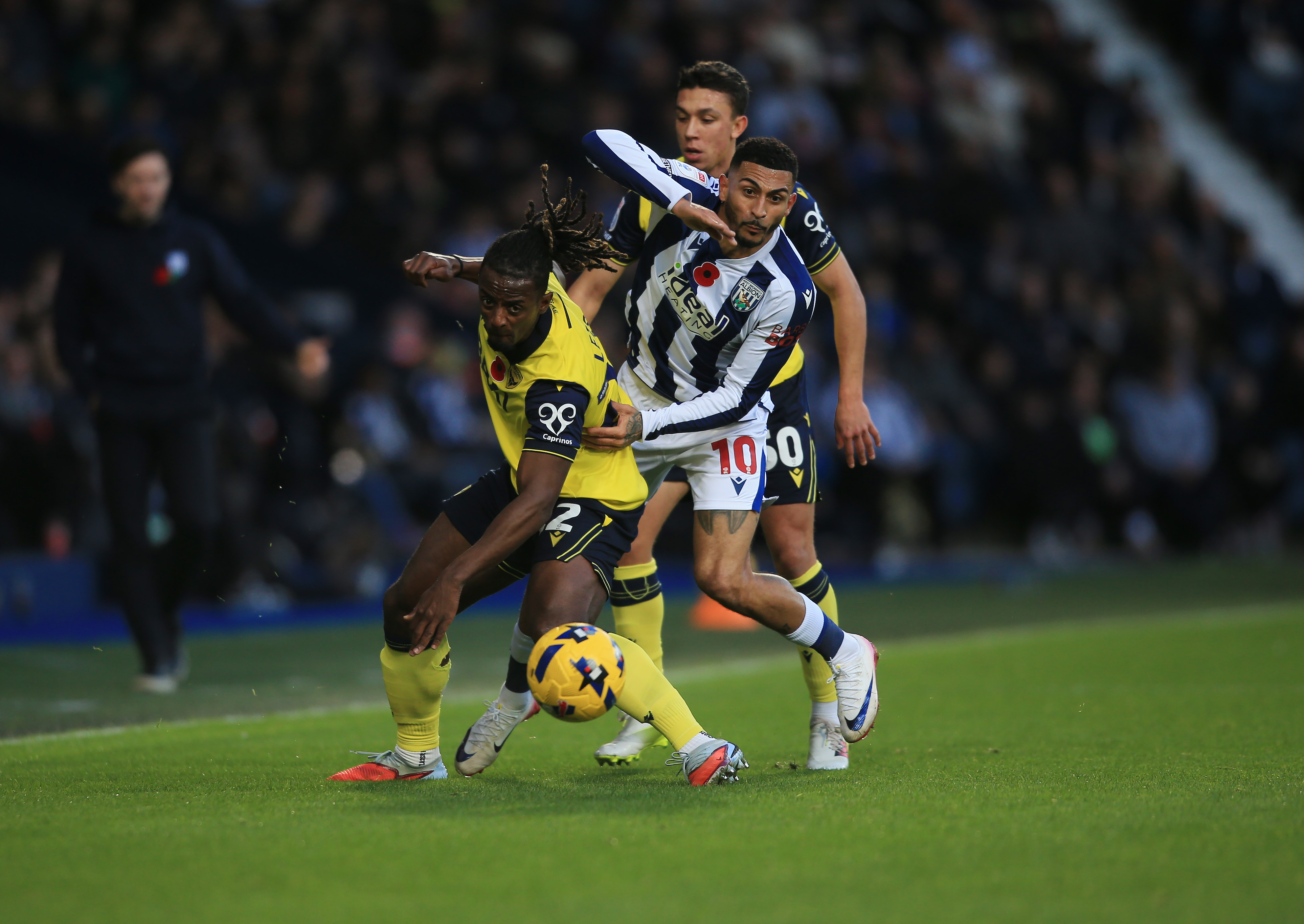Karlan Grant on the ball against Oxford 
