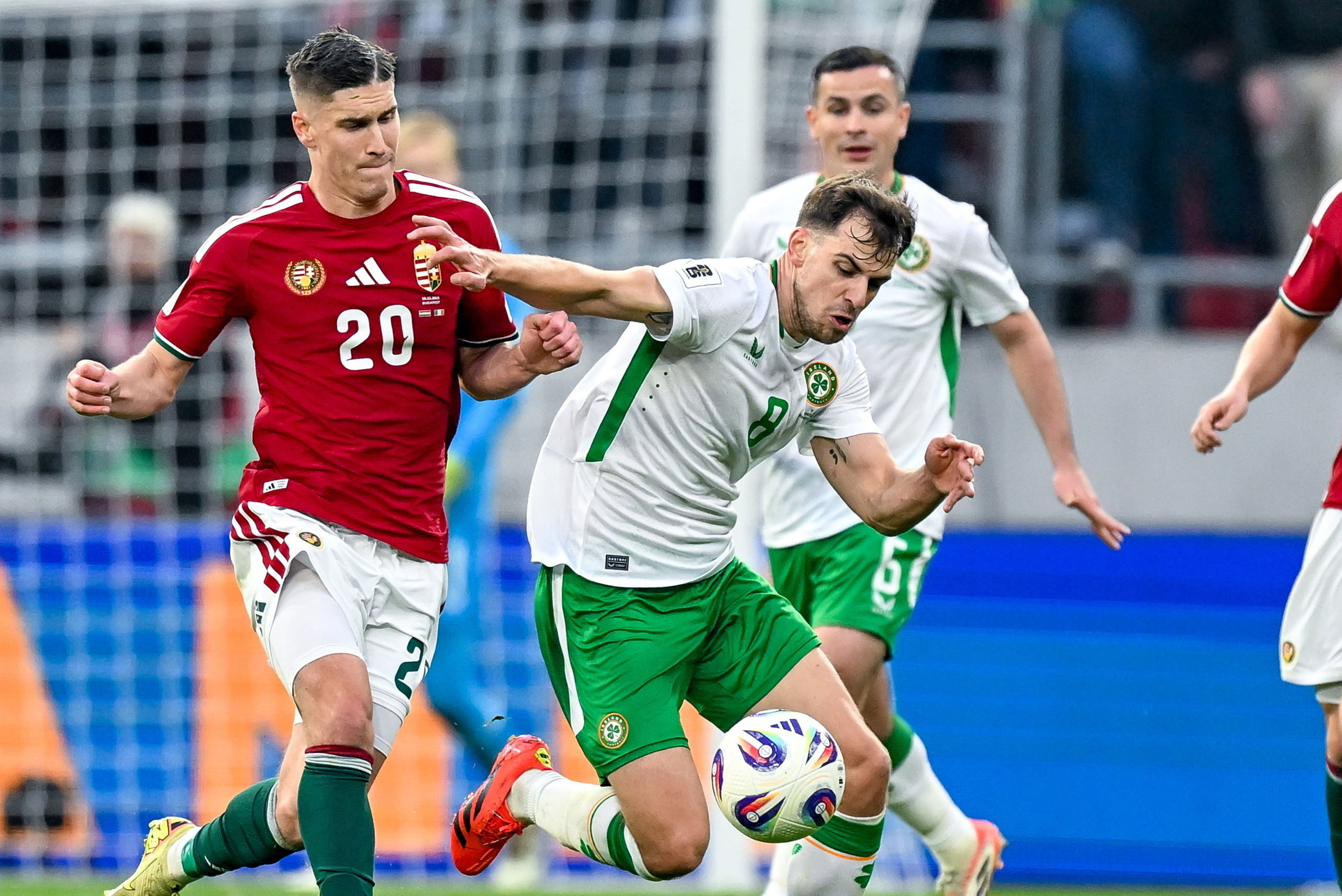 Jayson Molumby in action for Ireland against Hungary 