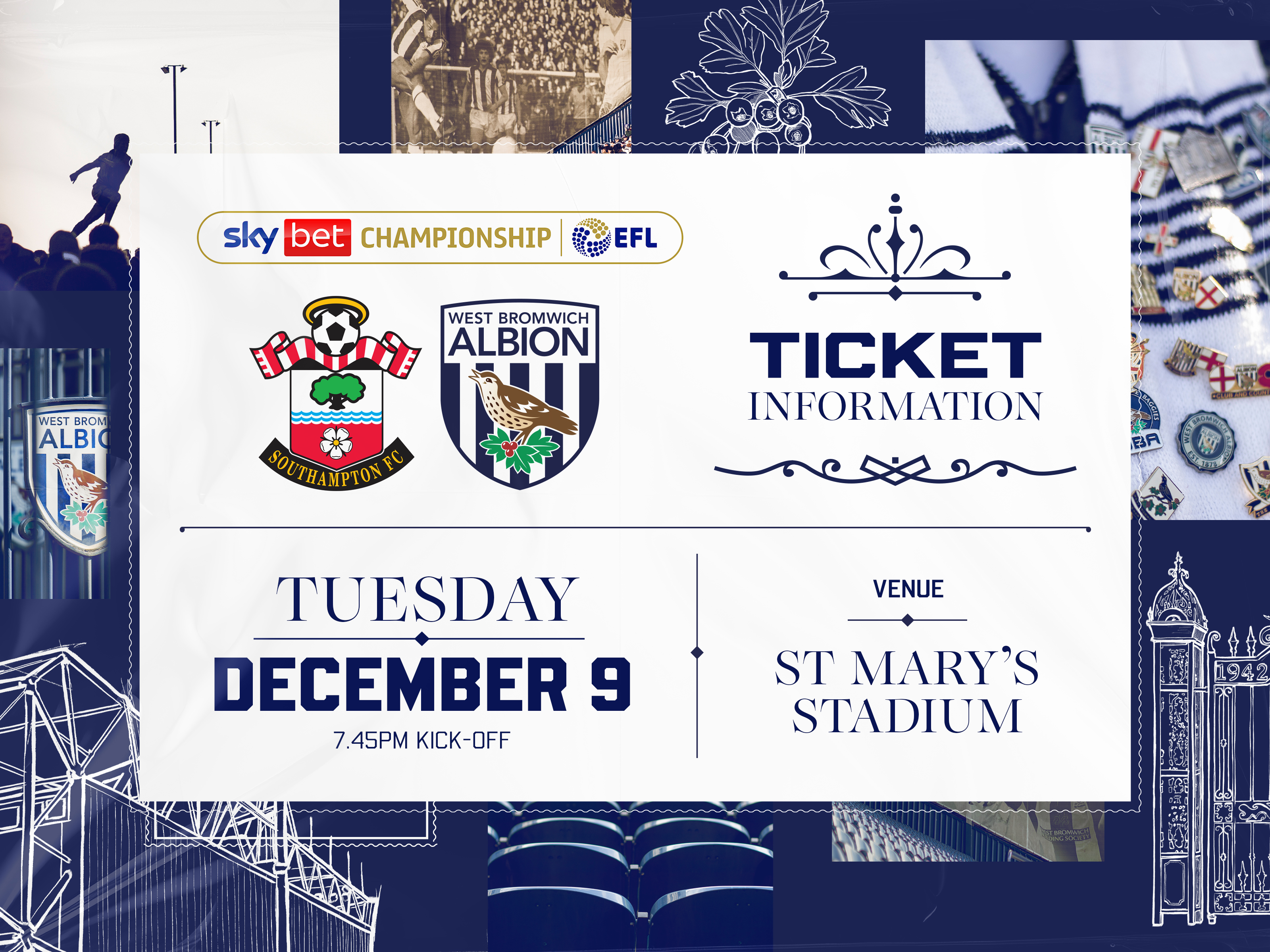 A ticket graphic for Albion's game at Southampton