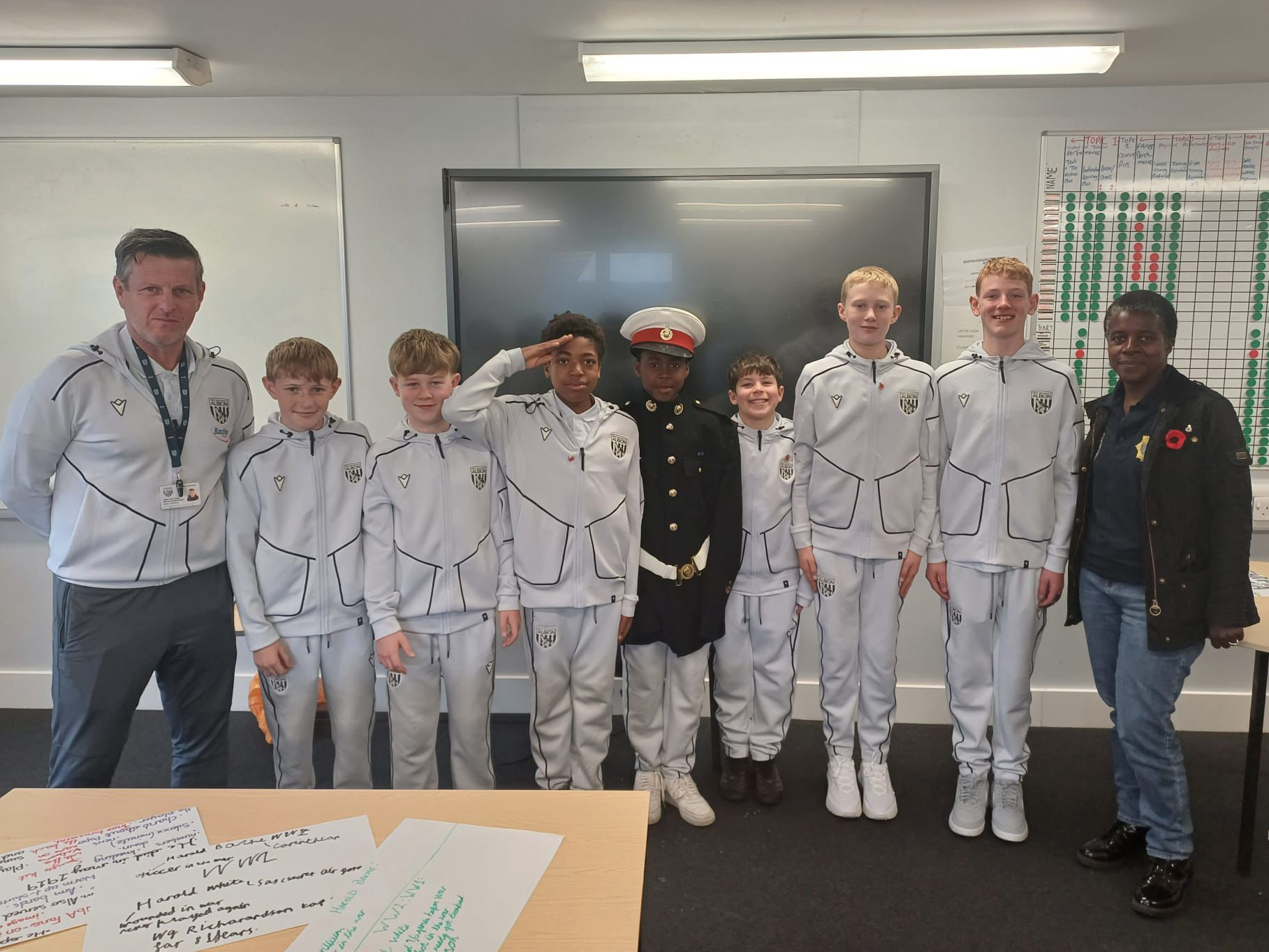 U12 players smiling at the camera in their WBA tracksuits 