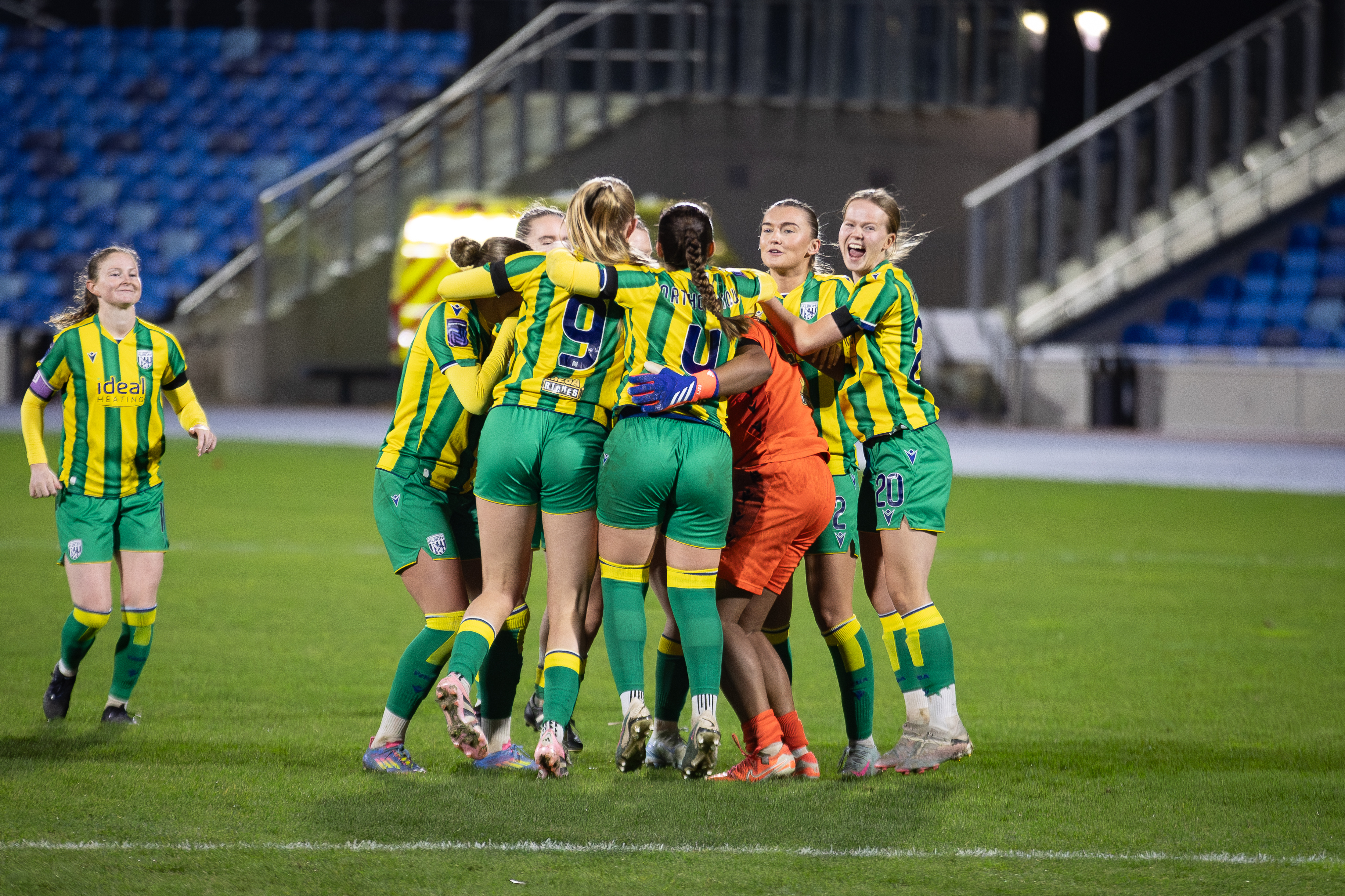 Albion celebrating their penalty shootout win over Leeds