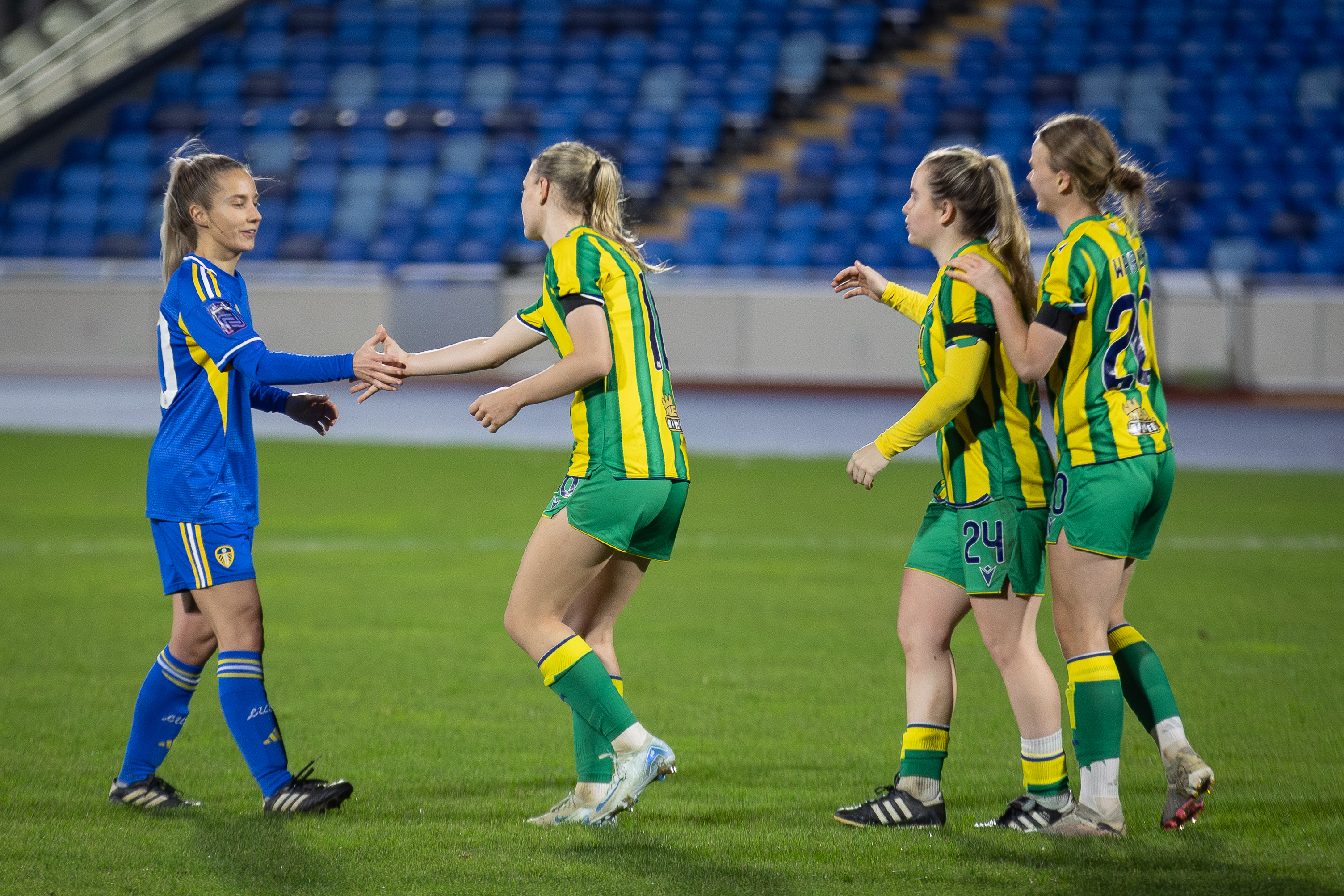 Albion shaking hands with Leeds at the end of the fixture between the two sides back in November.
