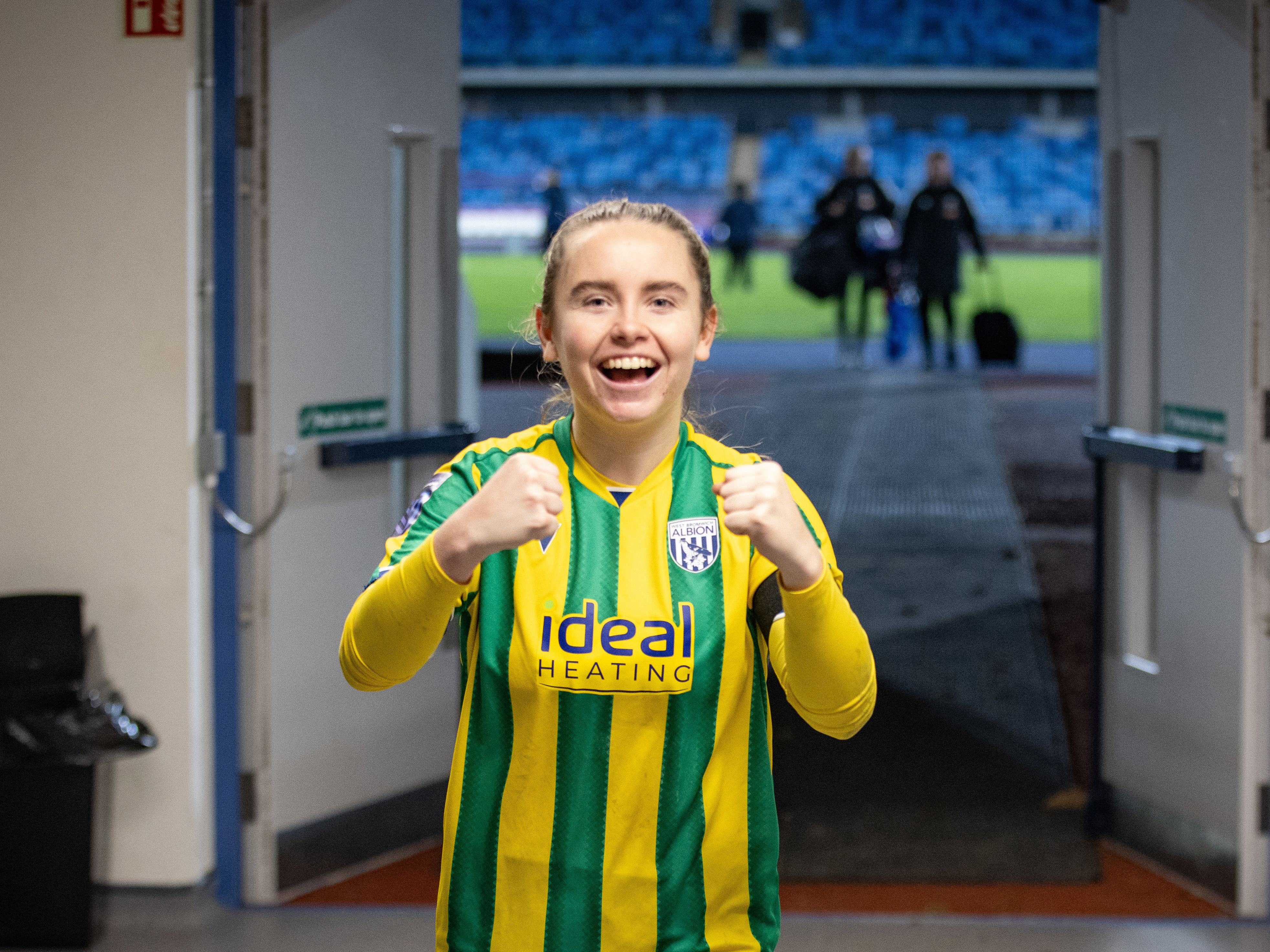 Ella Haughey cheering against Leeds United