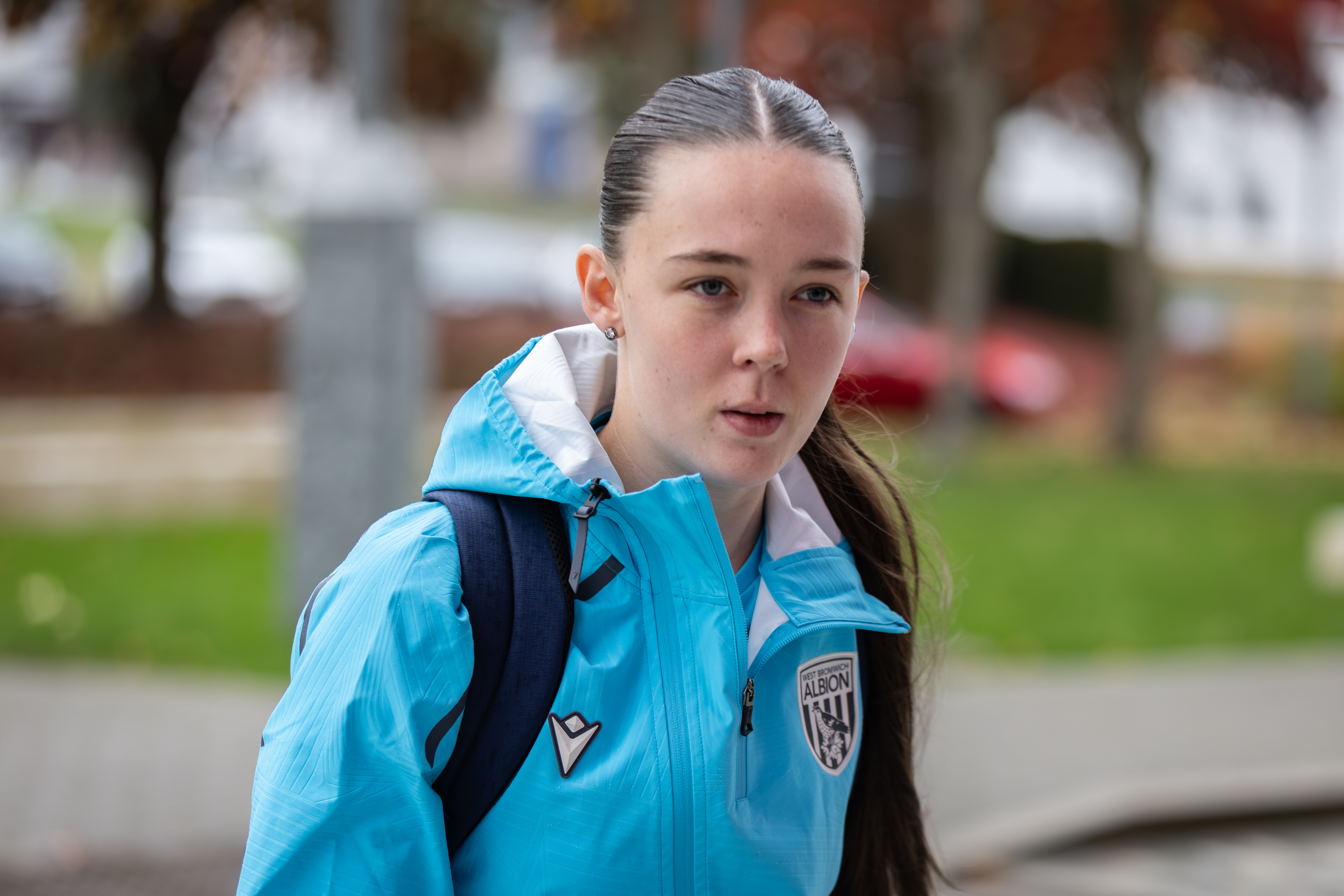 Millie Pullen walks into the Alexander Stadium.