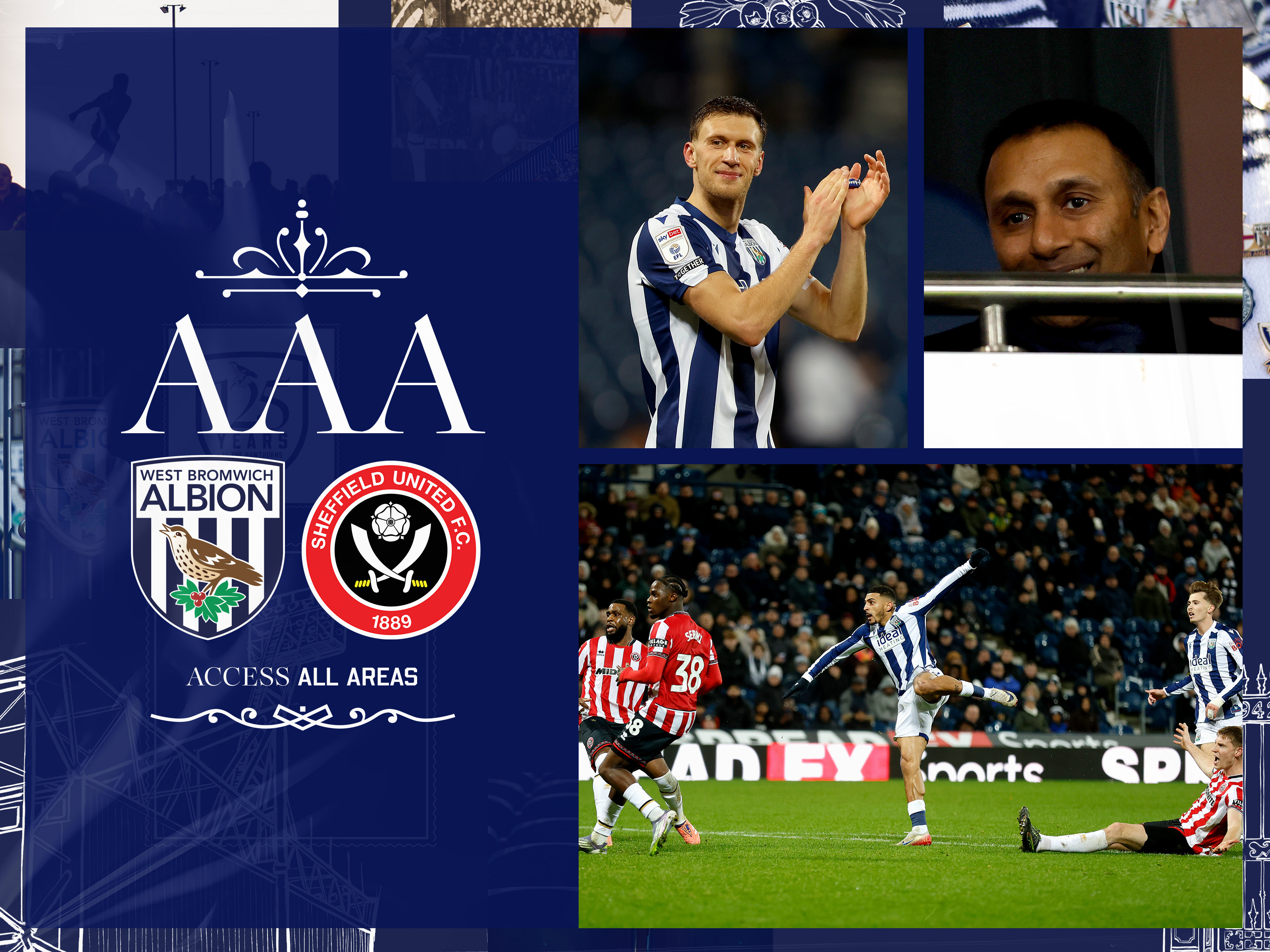 An AAA graphic showing the badges of Albion and Sheffield United