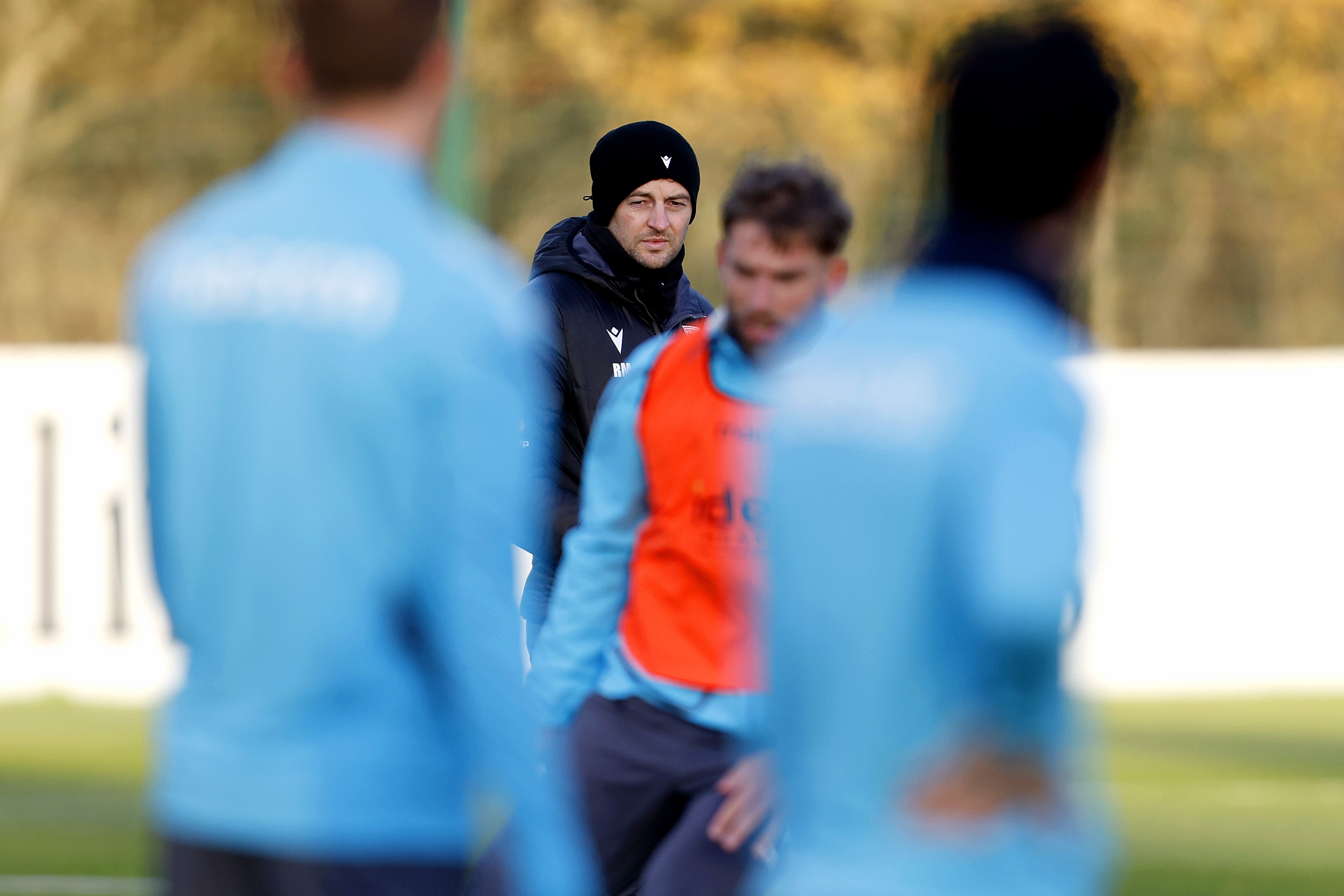 Ryan Mason watching training from afar 