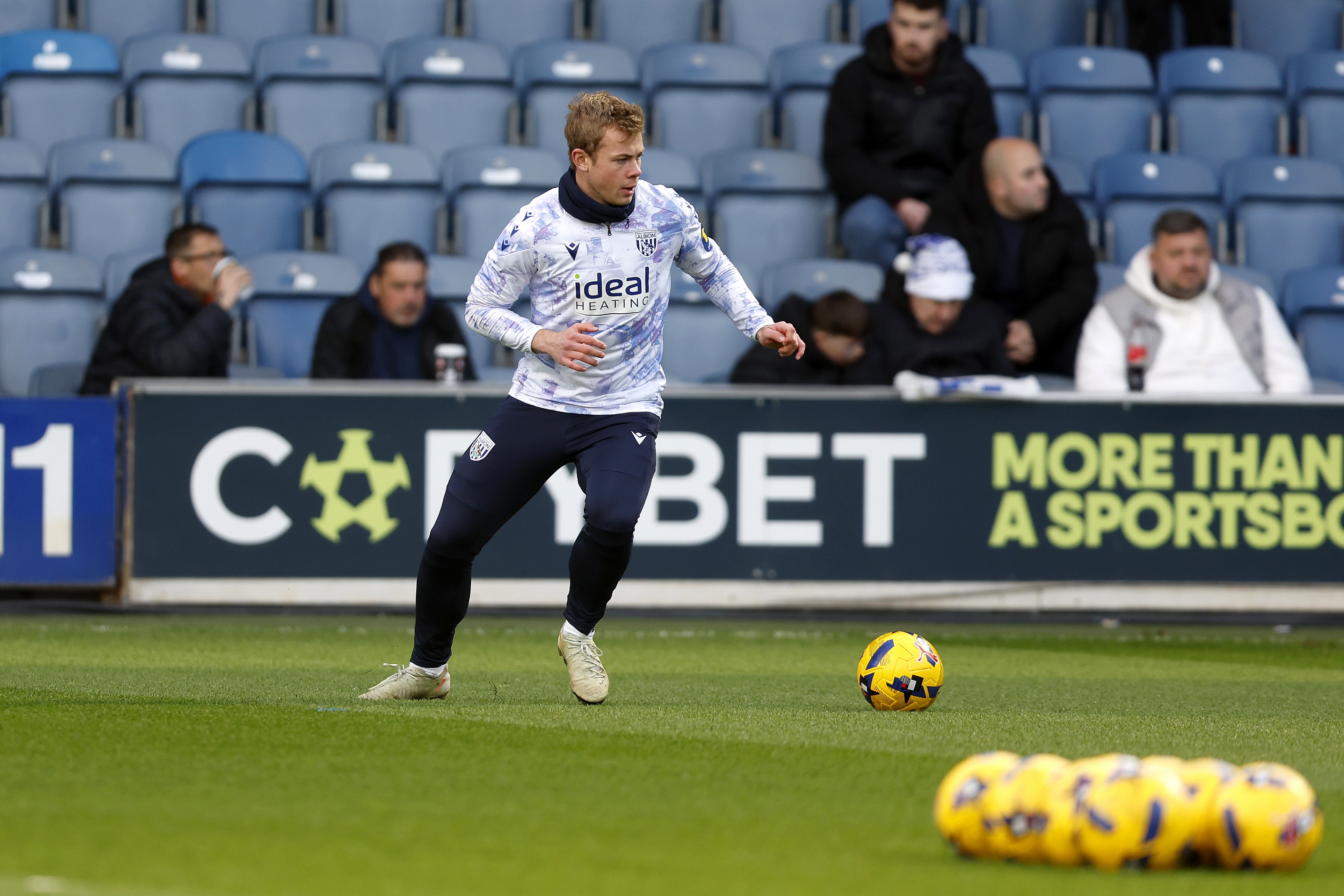Aune Heggebø on the ball during the warm up against QPR 