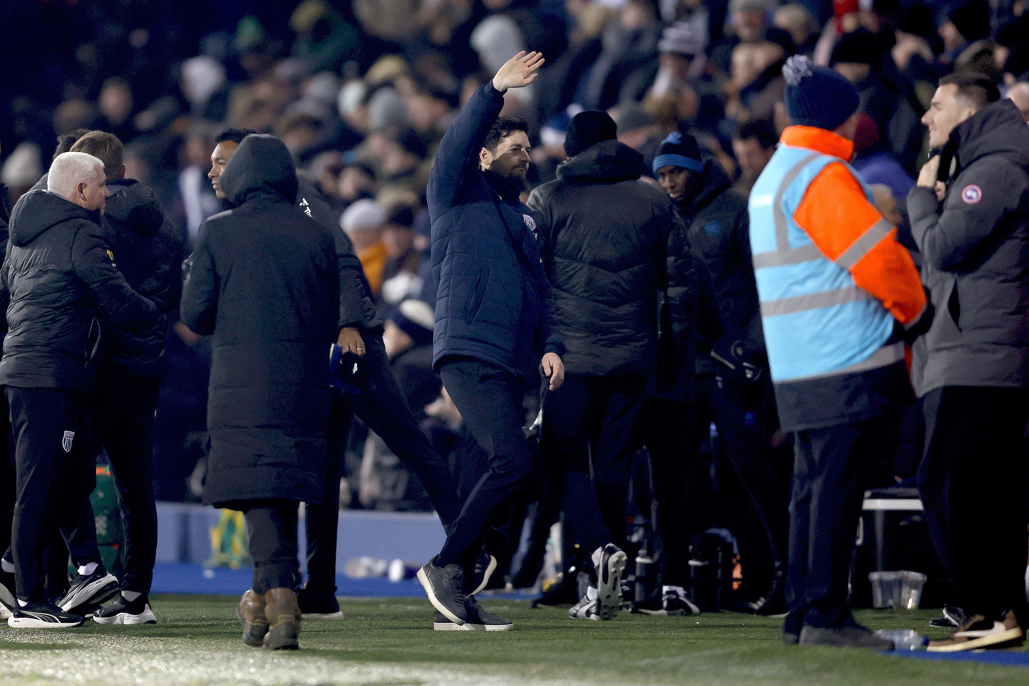 Ryan Mason waving to family in the stand at The Hawthorns 