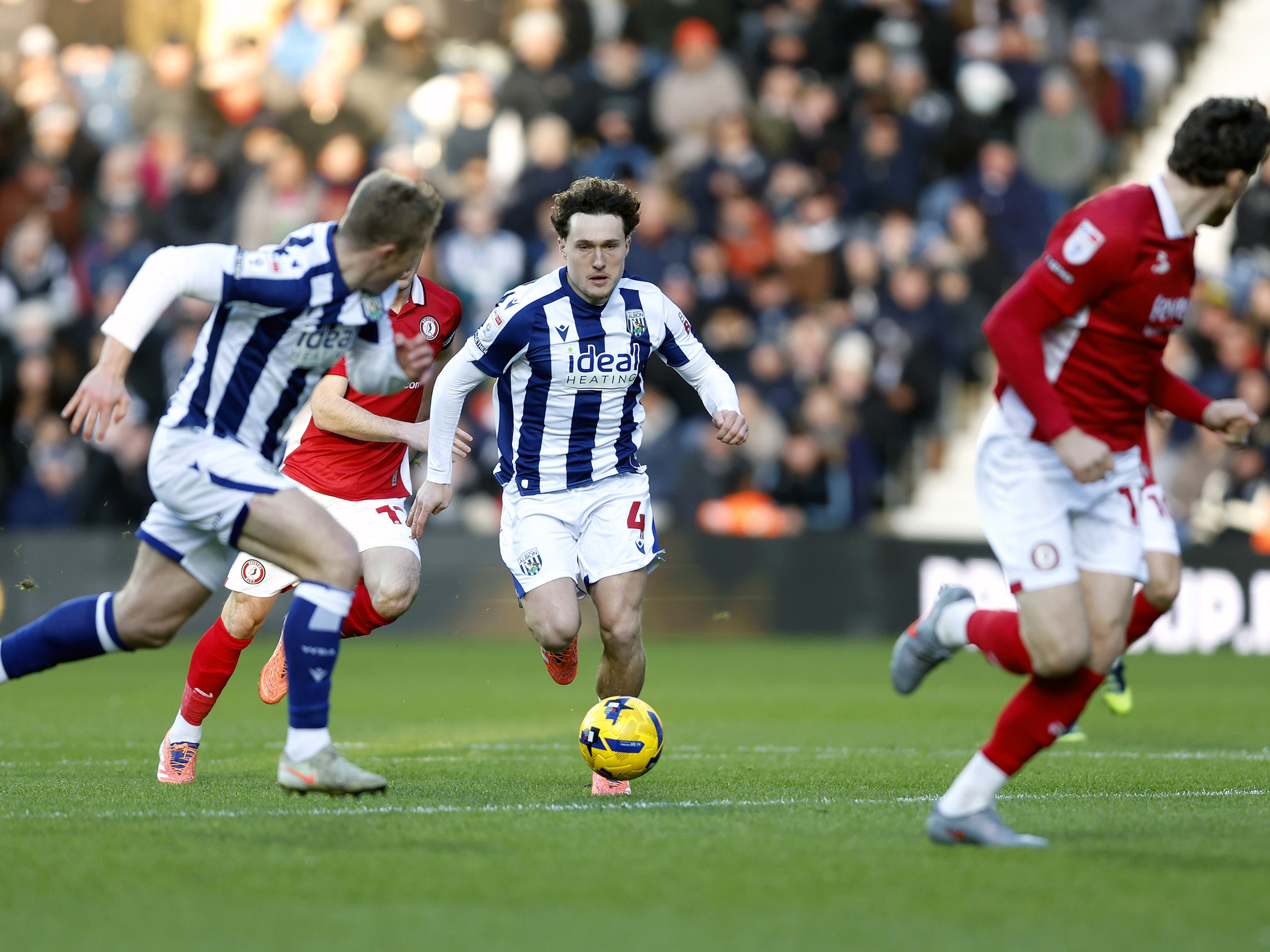 An image of Callum Styles on the ball against Bristol City