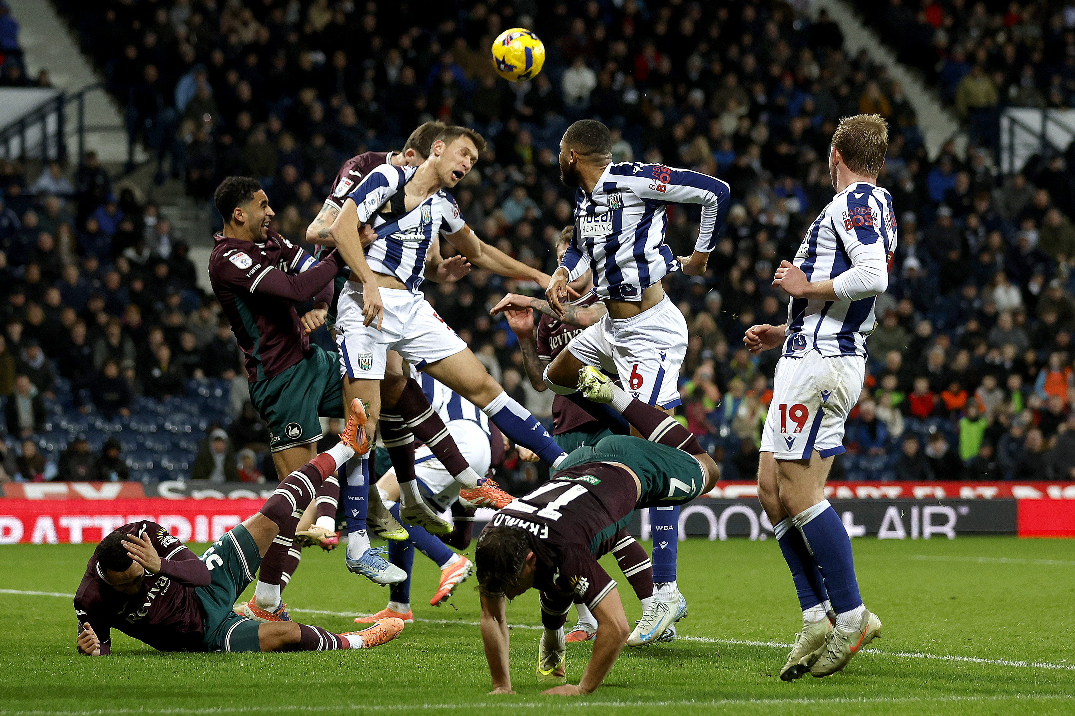 Krystian Bielik in battle against the Swans.