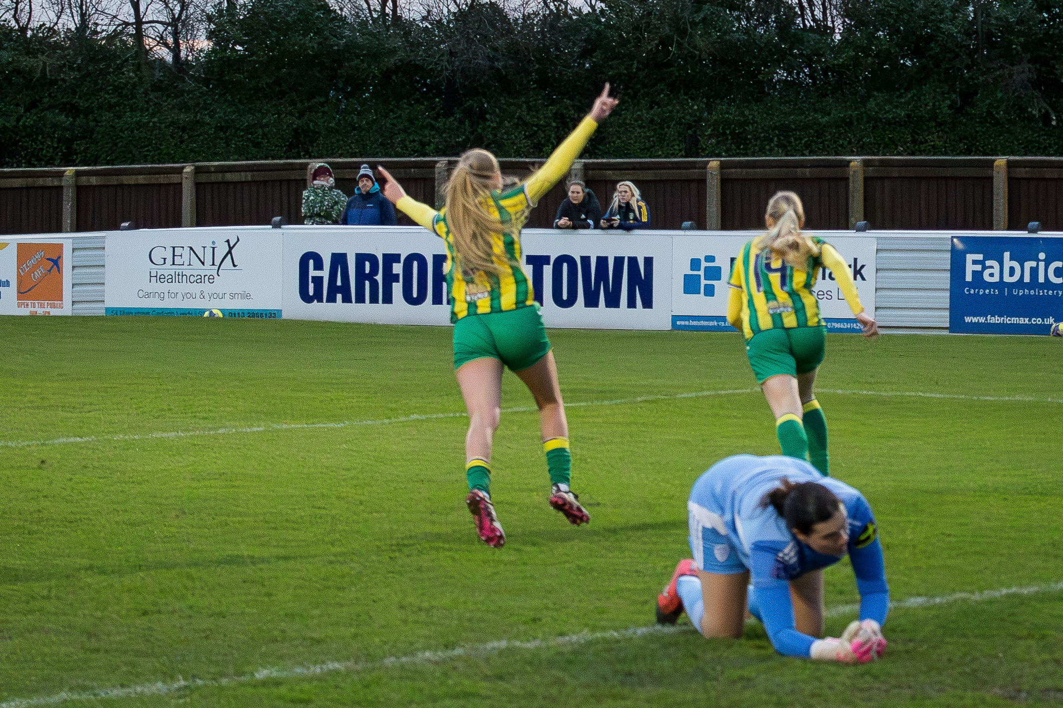 Albion celebrate Ellie May's goal.