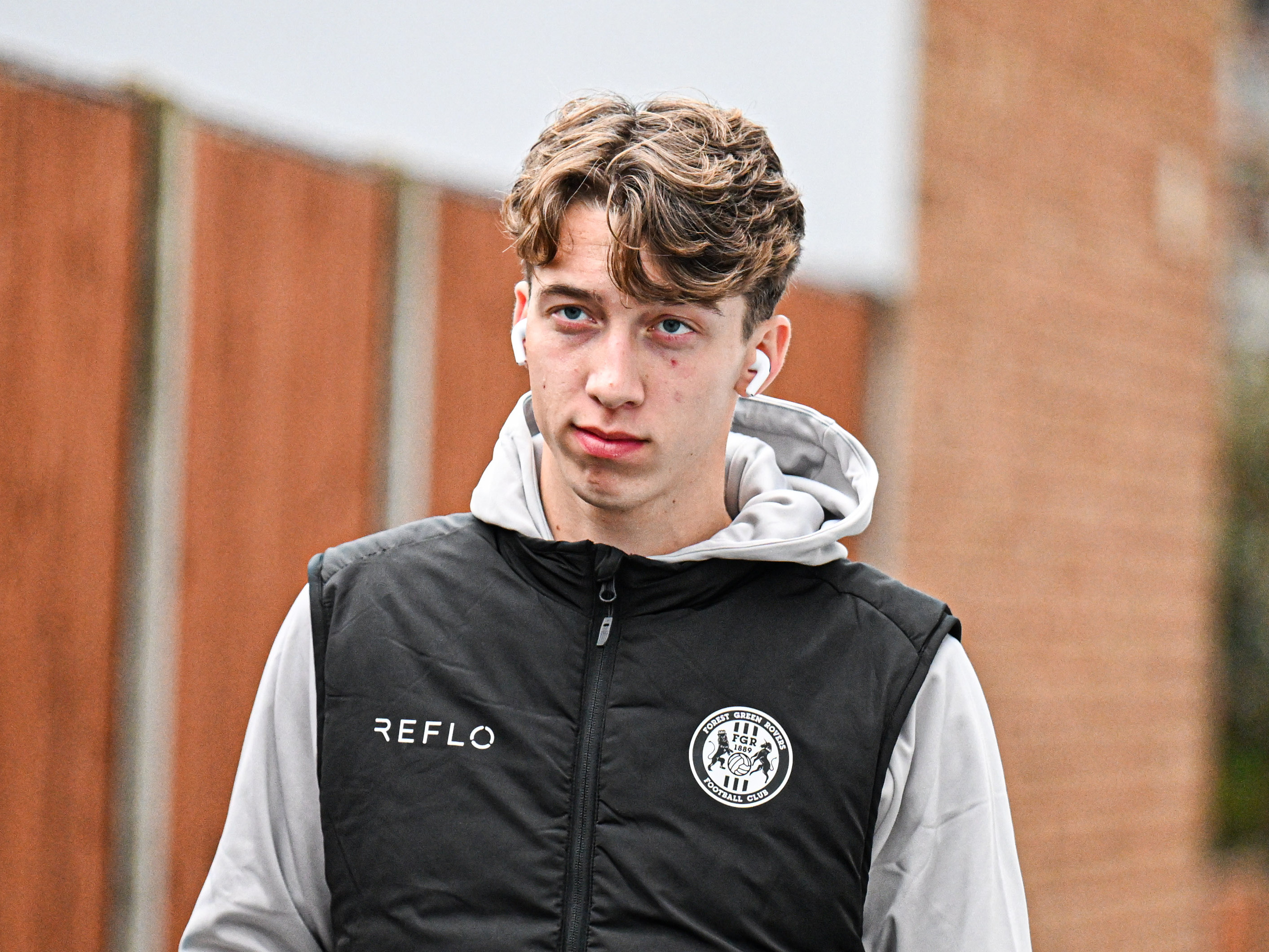 Harry Whitwell in a Forest Green Rovers tracksuit 