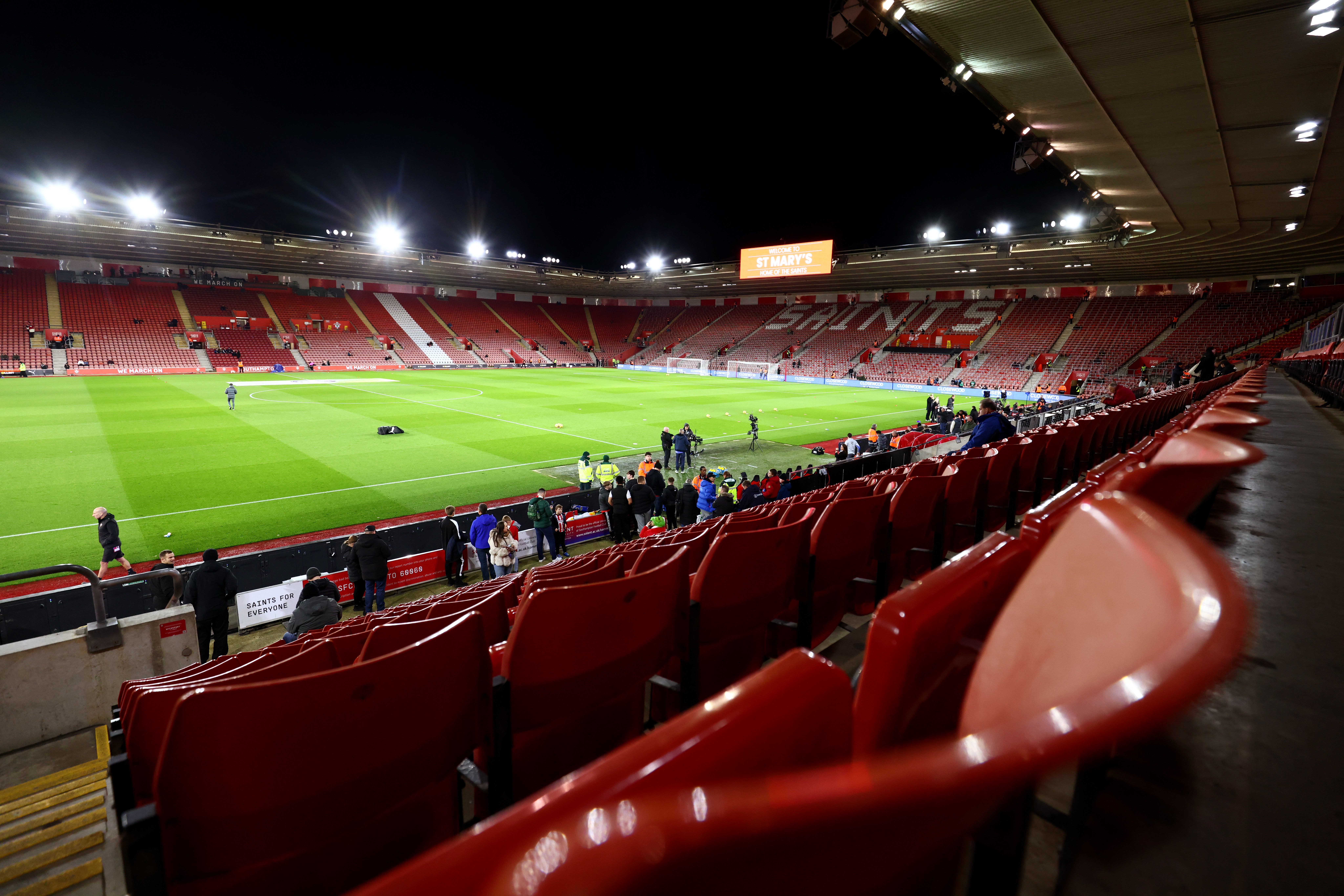 A general view of St Mary's Stadium at night 