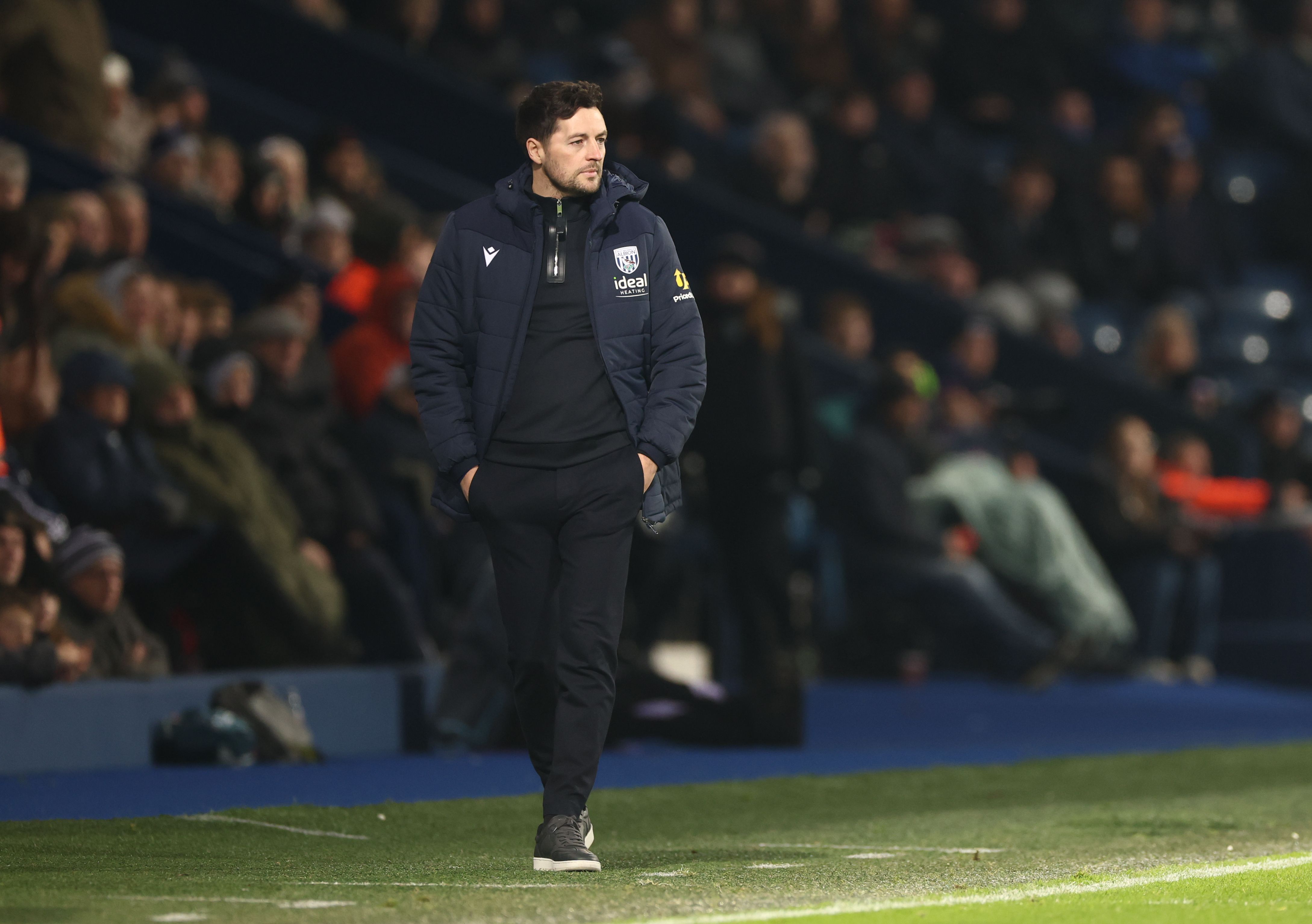 Ryan Mason on the side of the pitch at The Hawthorns 