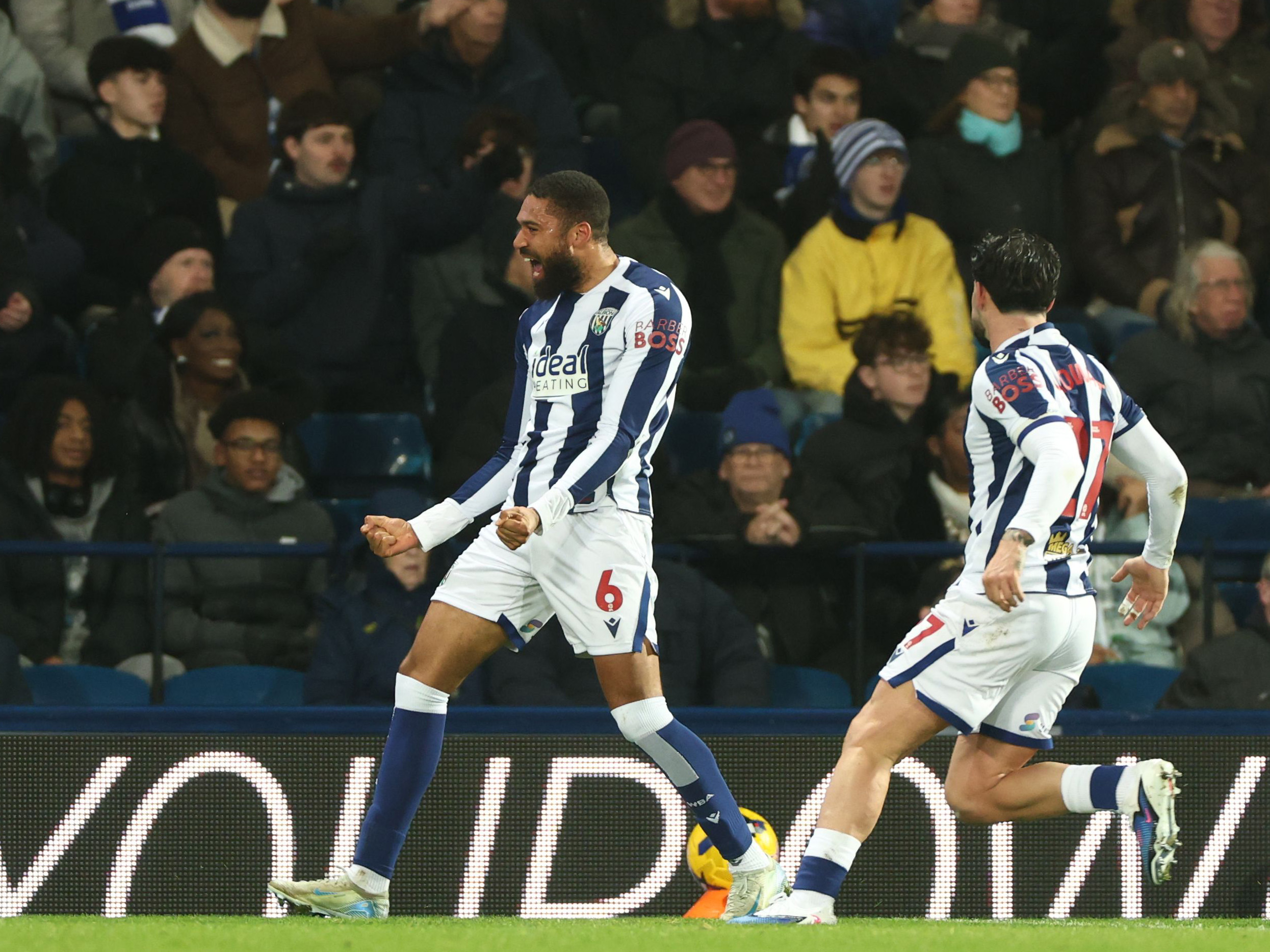 George Campbell celebrates scoring against QPR 