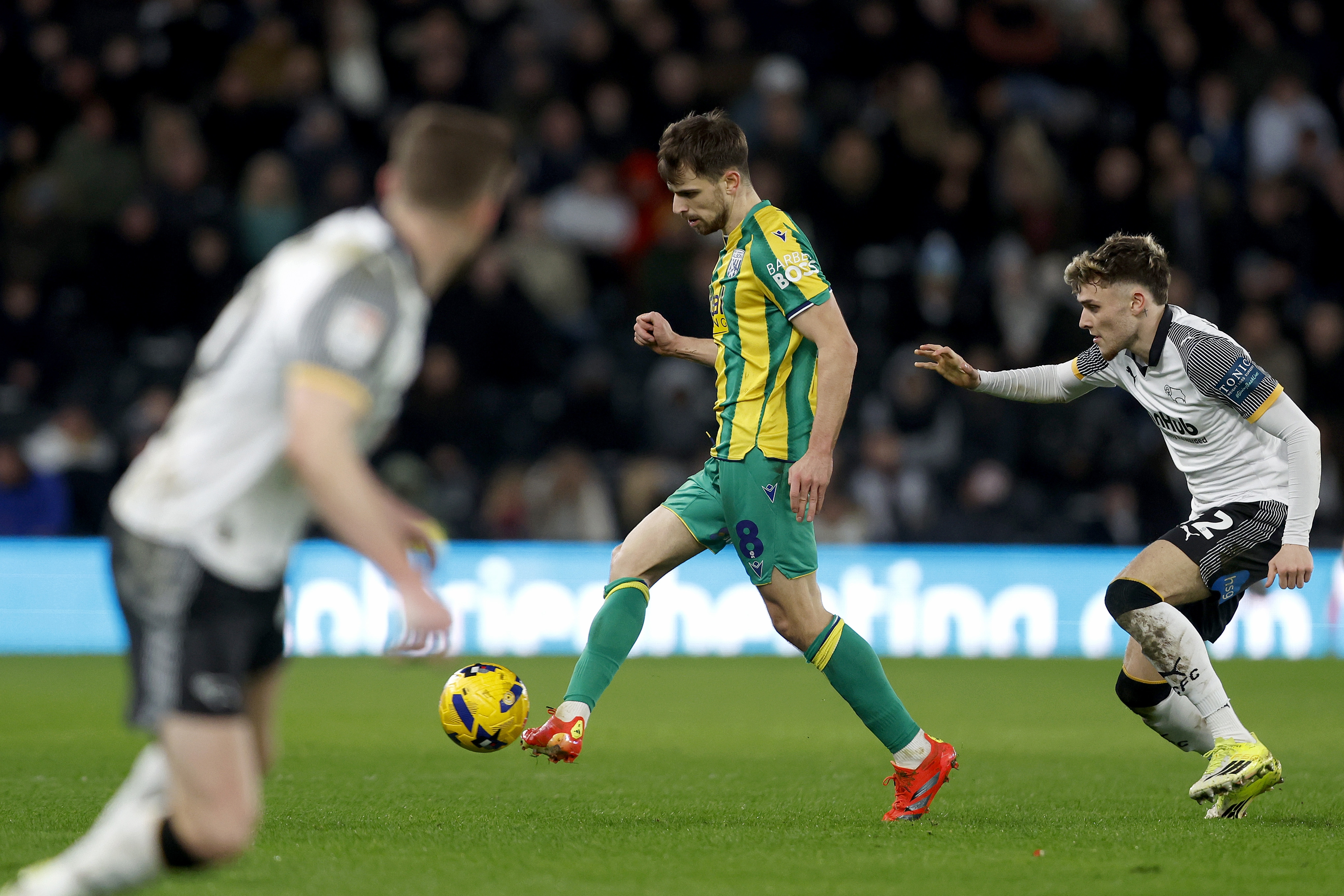 Jayson Molumby on the ball against Derby 