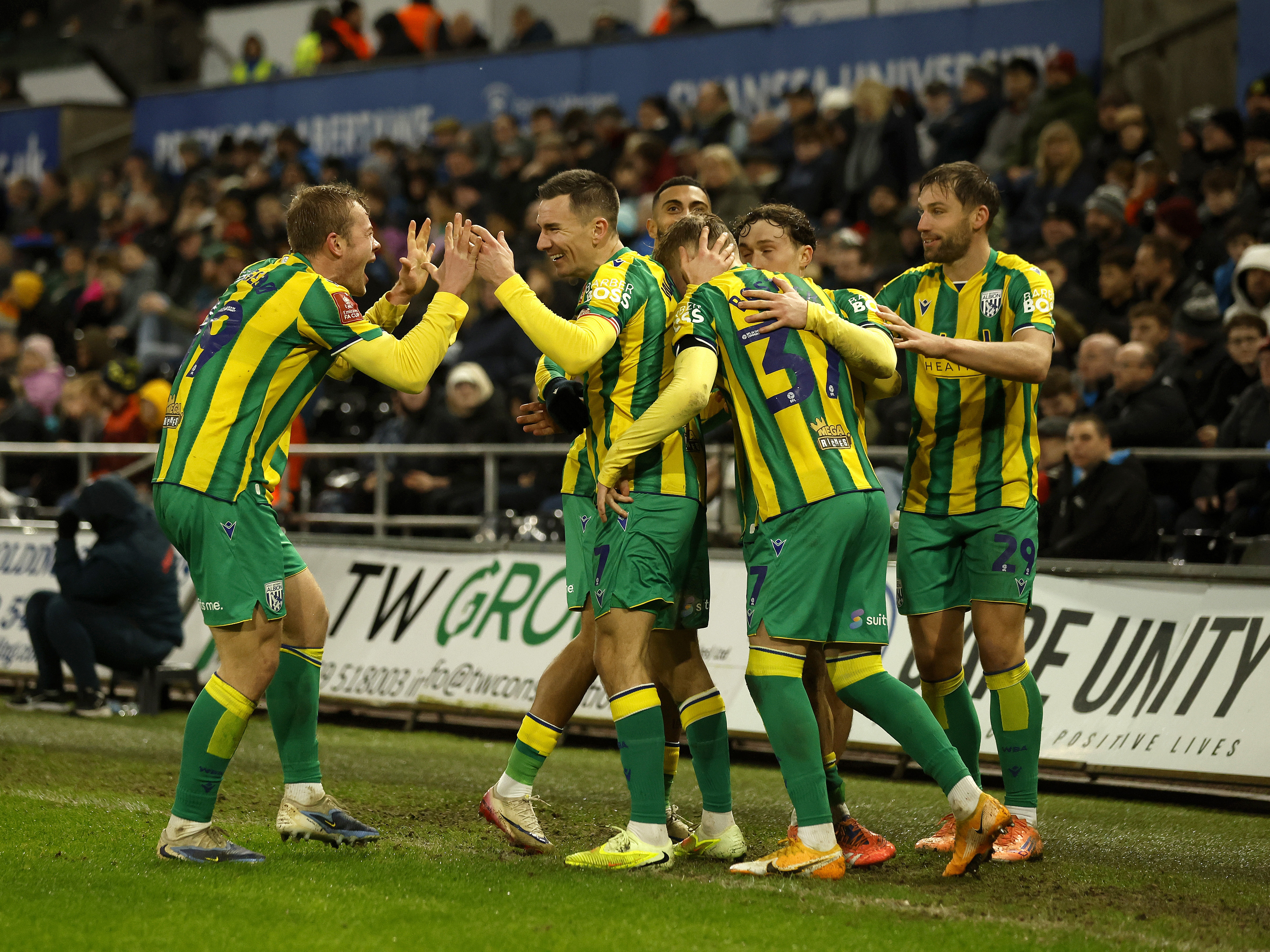 Albion celebrate vs Swansea.