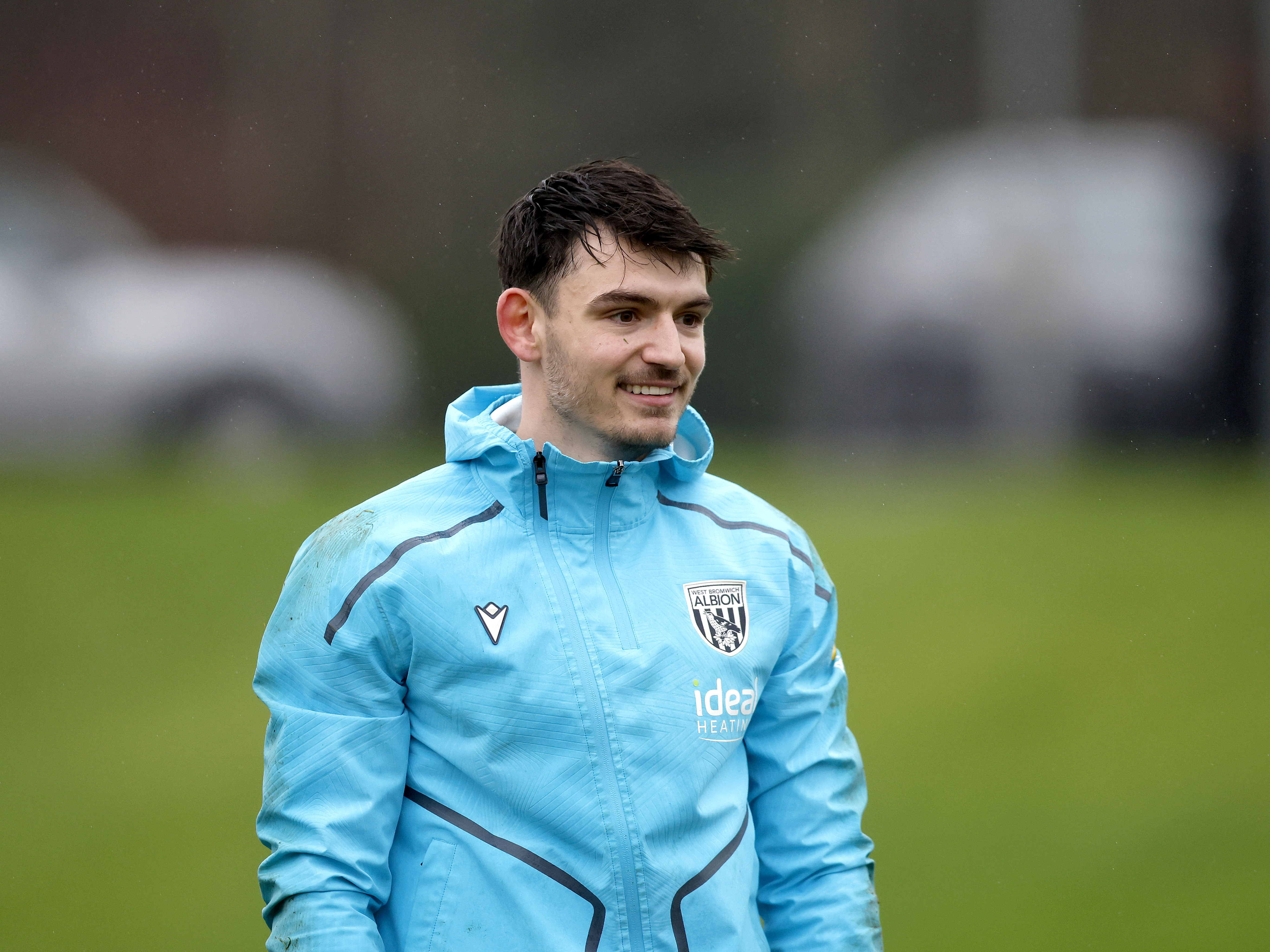A photo of goalkeeper Max O'Leary smiling in Albion training