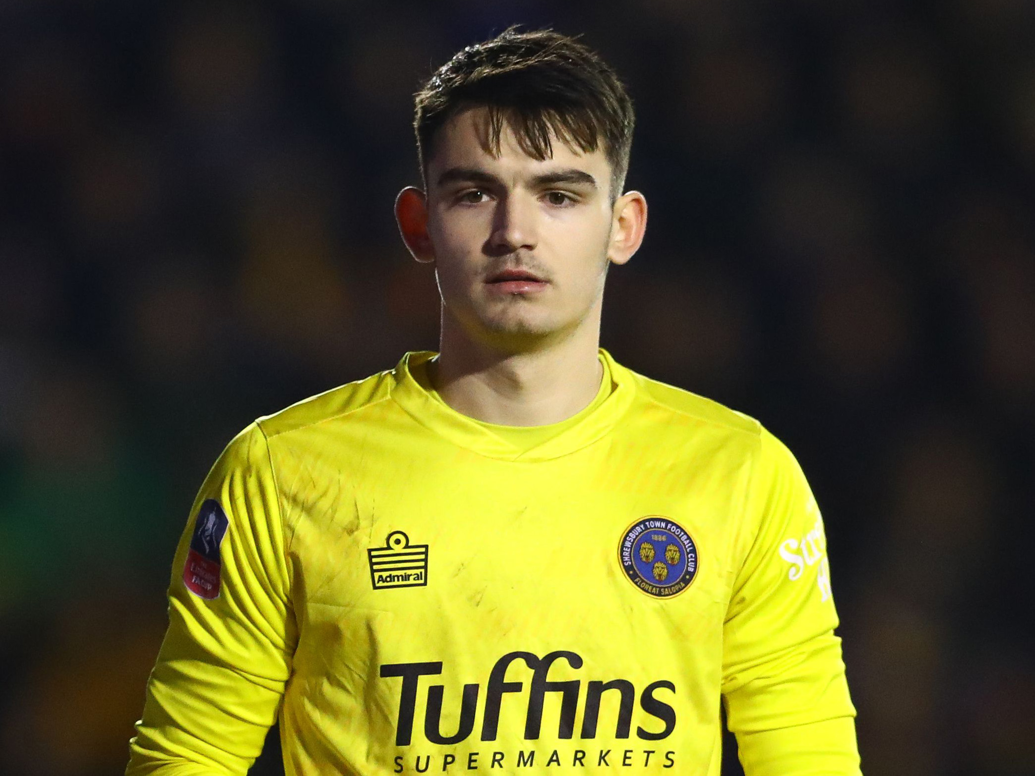 A photo of goalkeeper Max O'Leary for loan club Shrewsbury