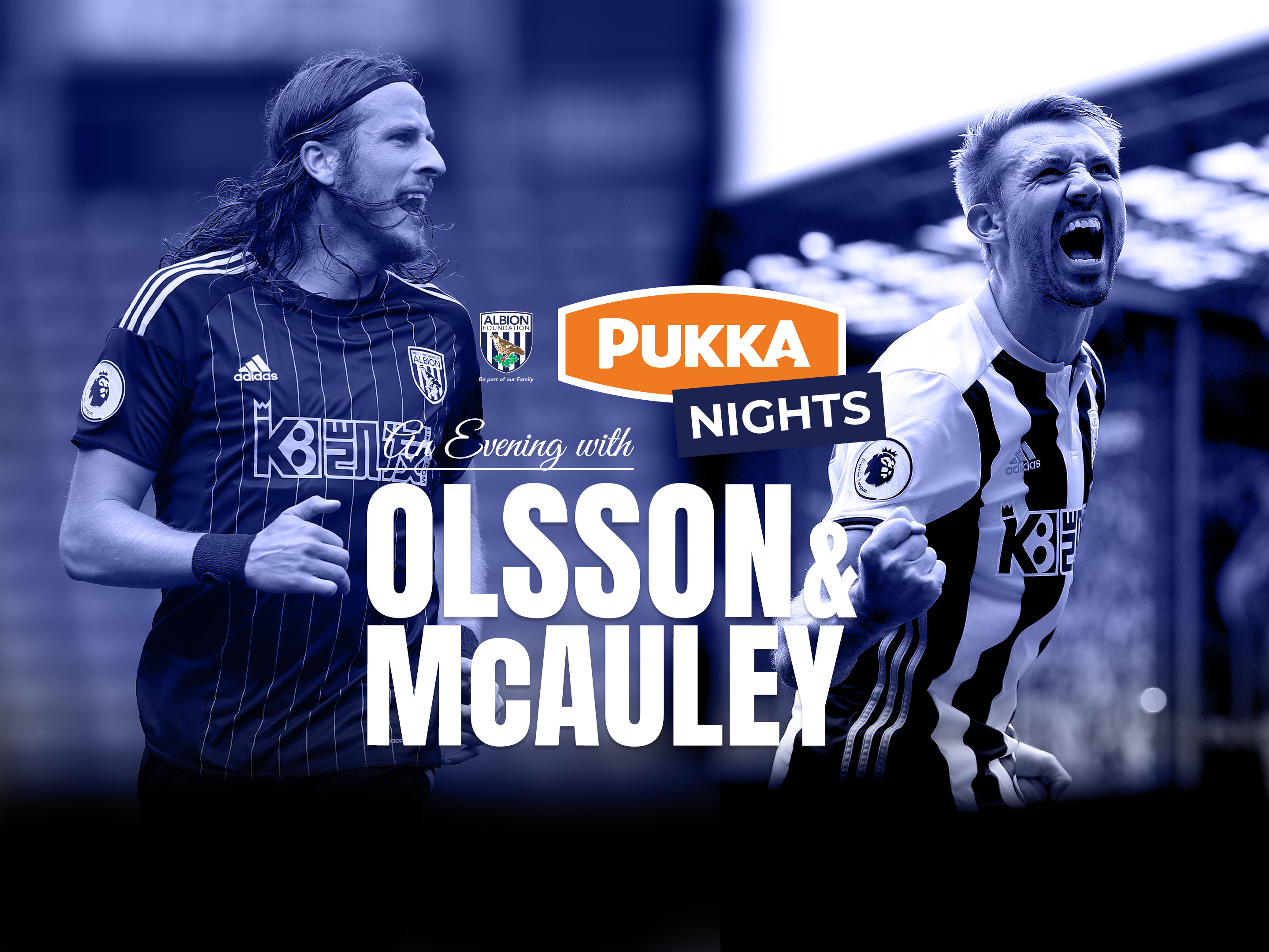 Two photos of Olsson & Mcauley with Pukka Night title.
