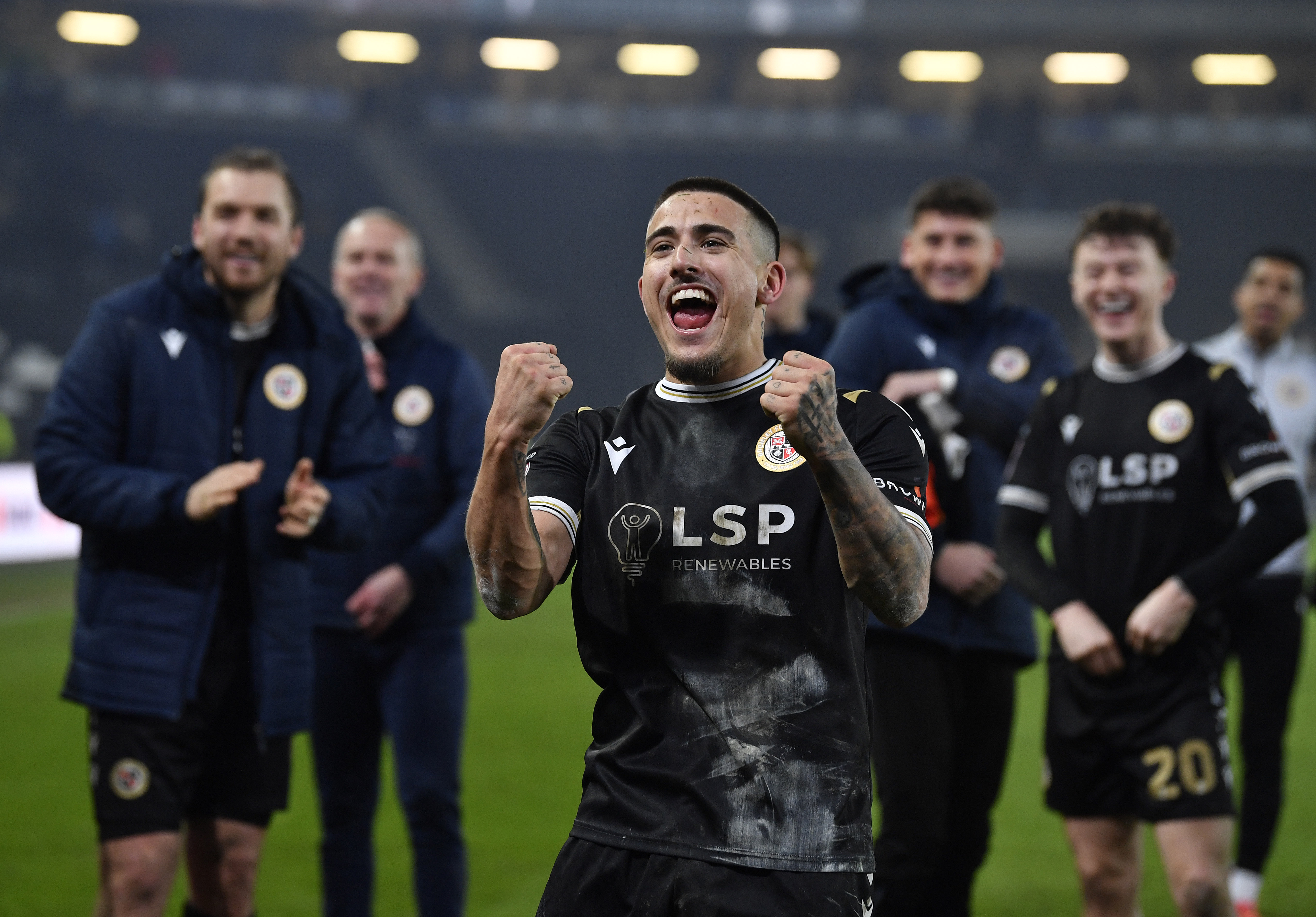 Danny Imray celebrating a win for Bromley 