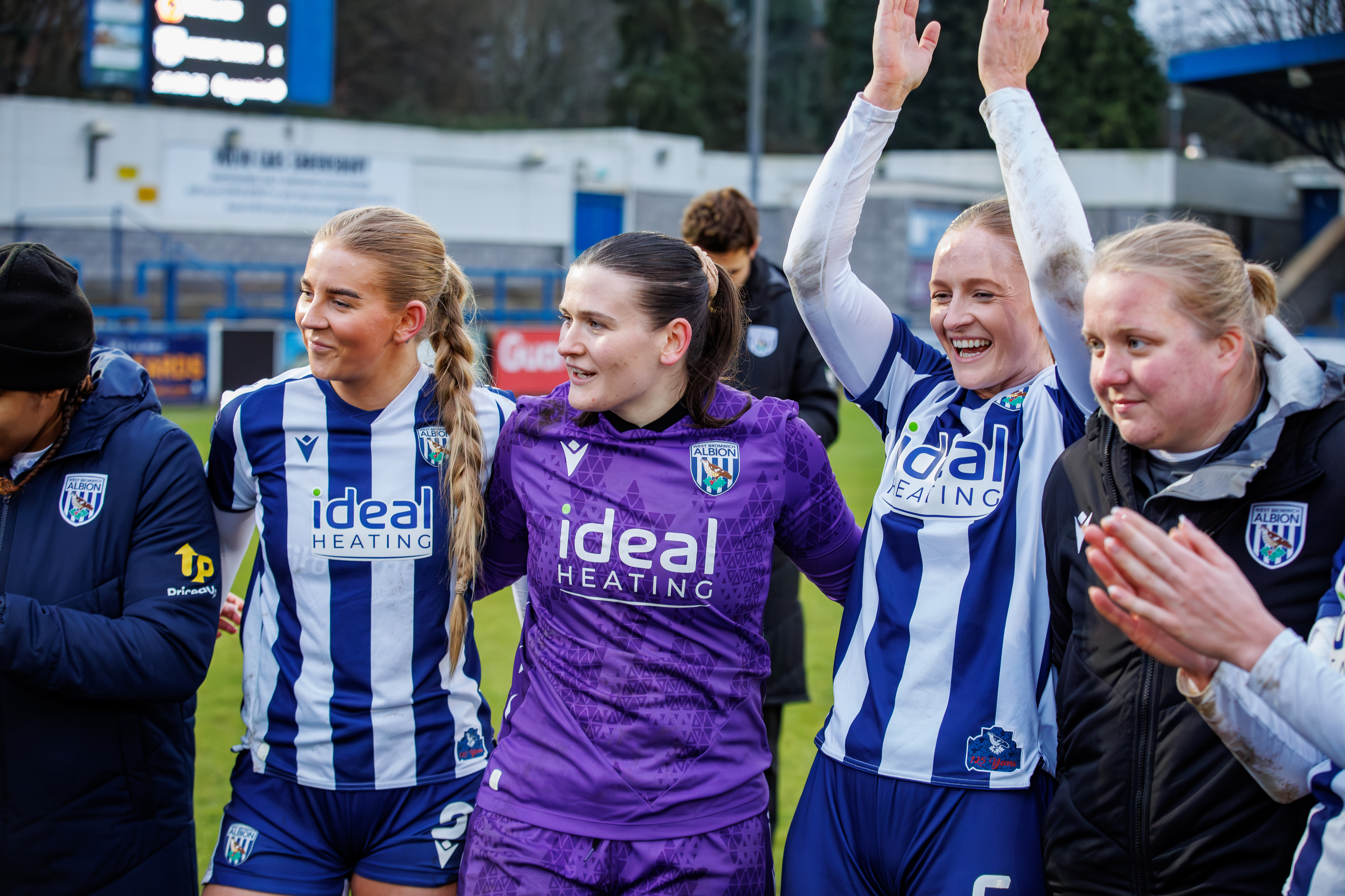 Albion Women celebrate after beating Wolves last weekend