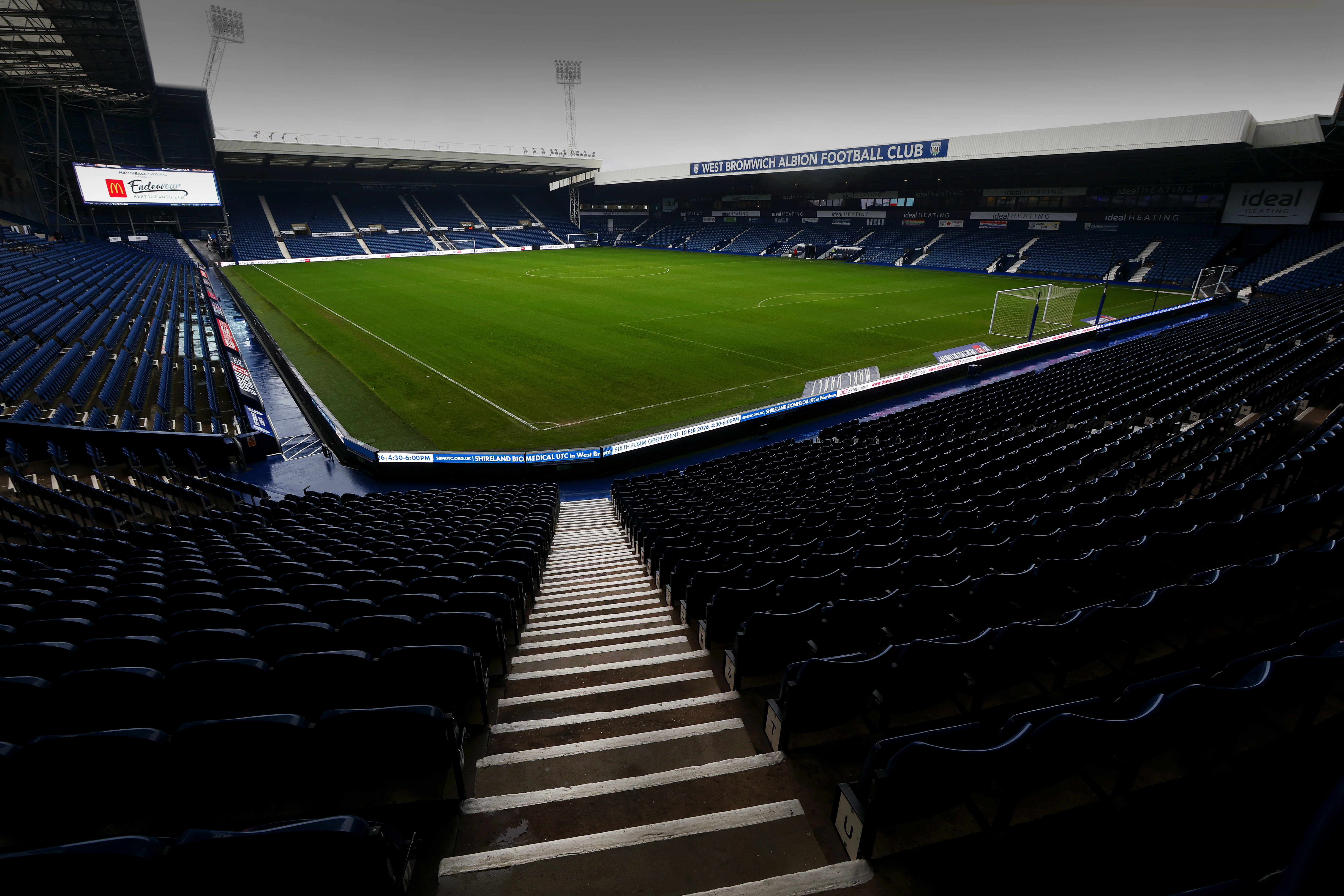 A general view of The Hawthorns from the left corner of the Brummie Road End 