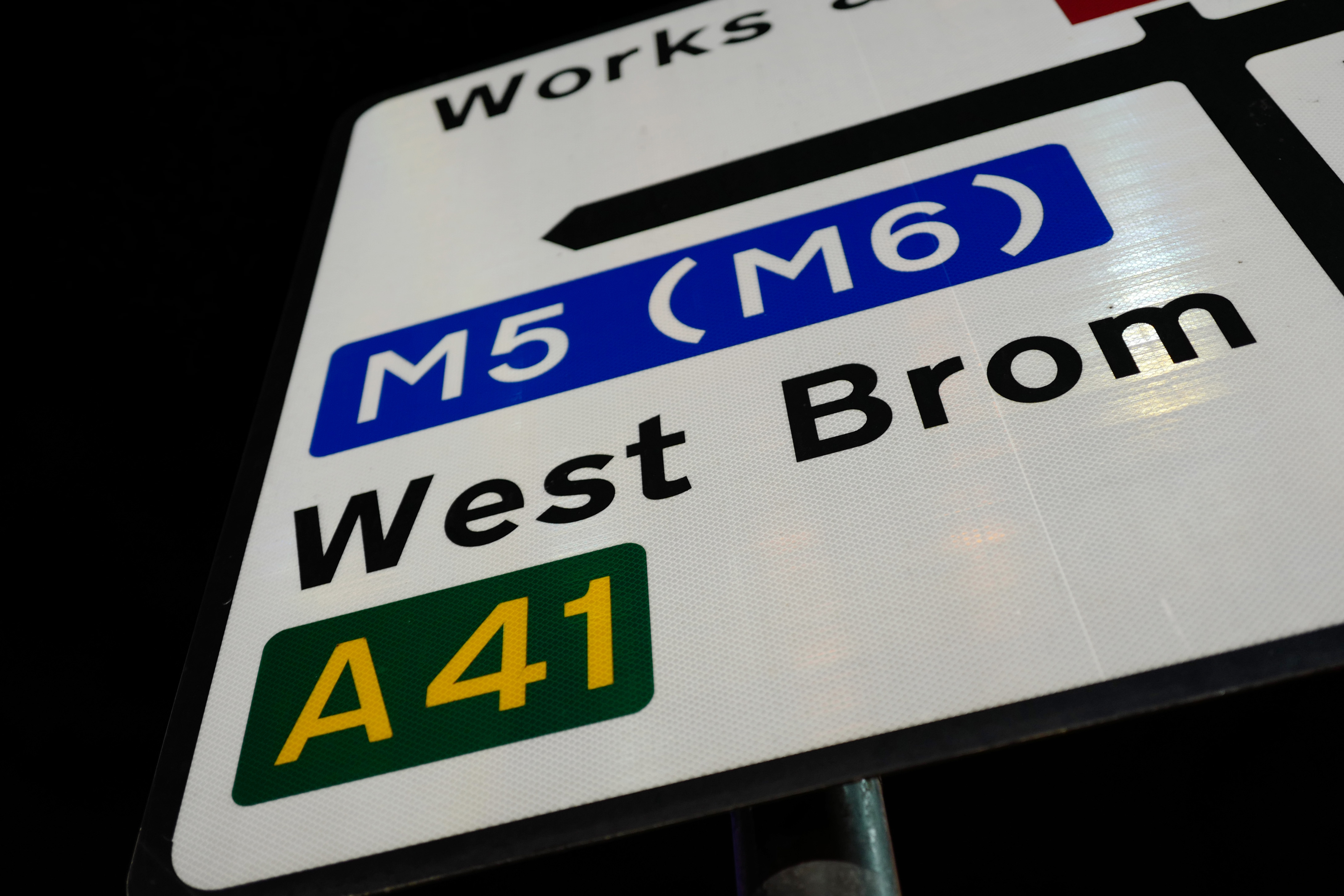 Road sign with directions to West Brom on 