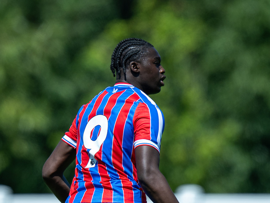 Hindolo Mustapha in action for Crystal Palace wearing a number 9 shirt 