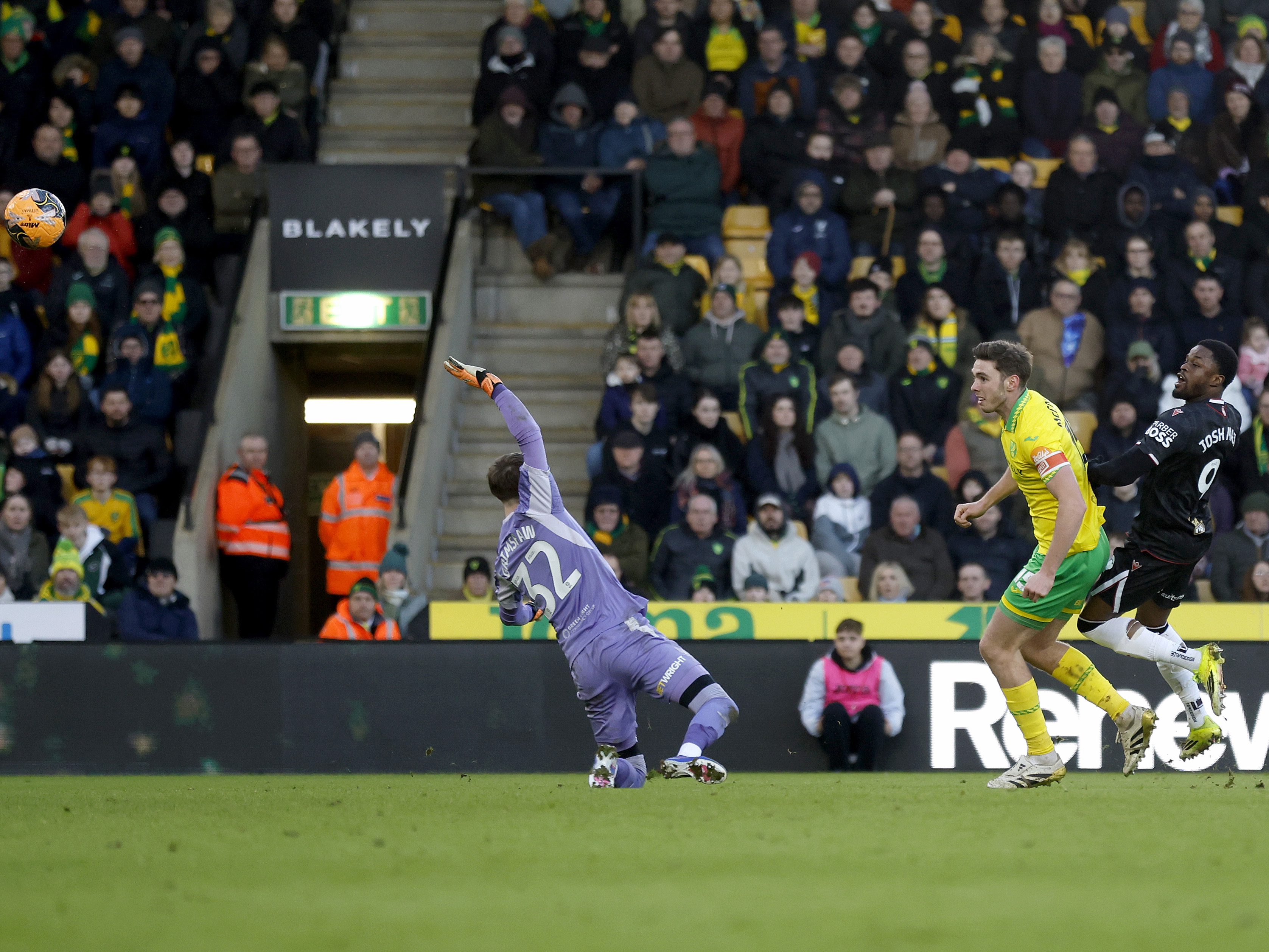 An image of Josh Maja scoring his goal against Norwich