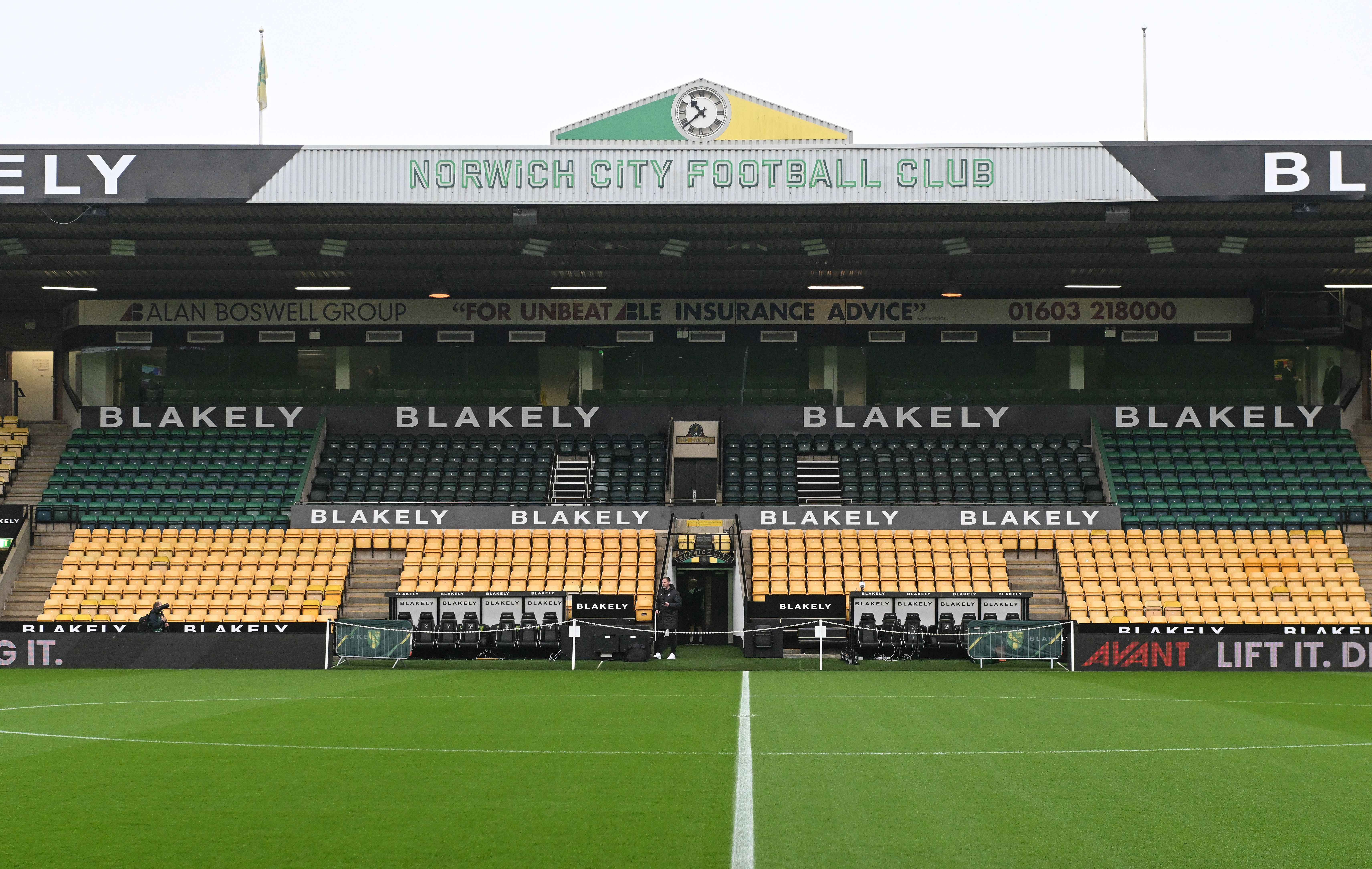 A general view of the main stand at Carrow Road in the day