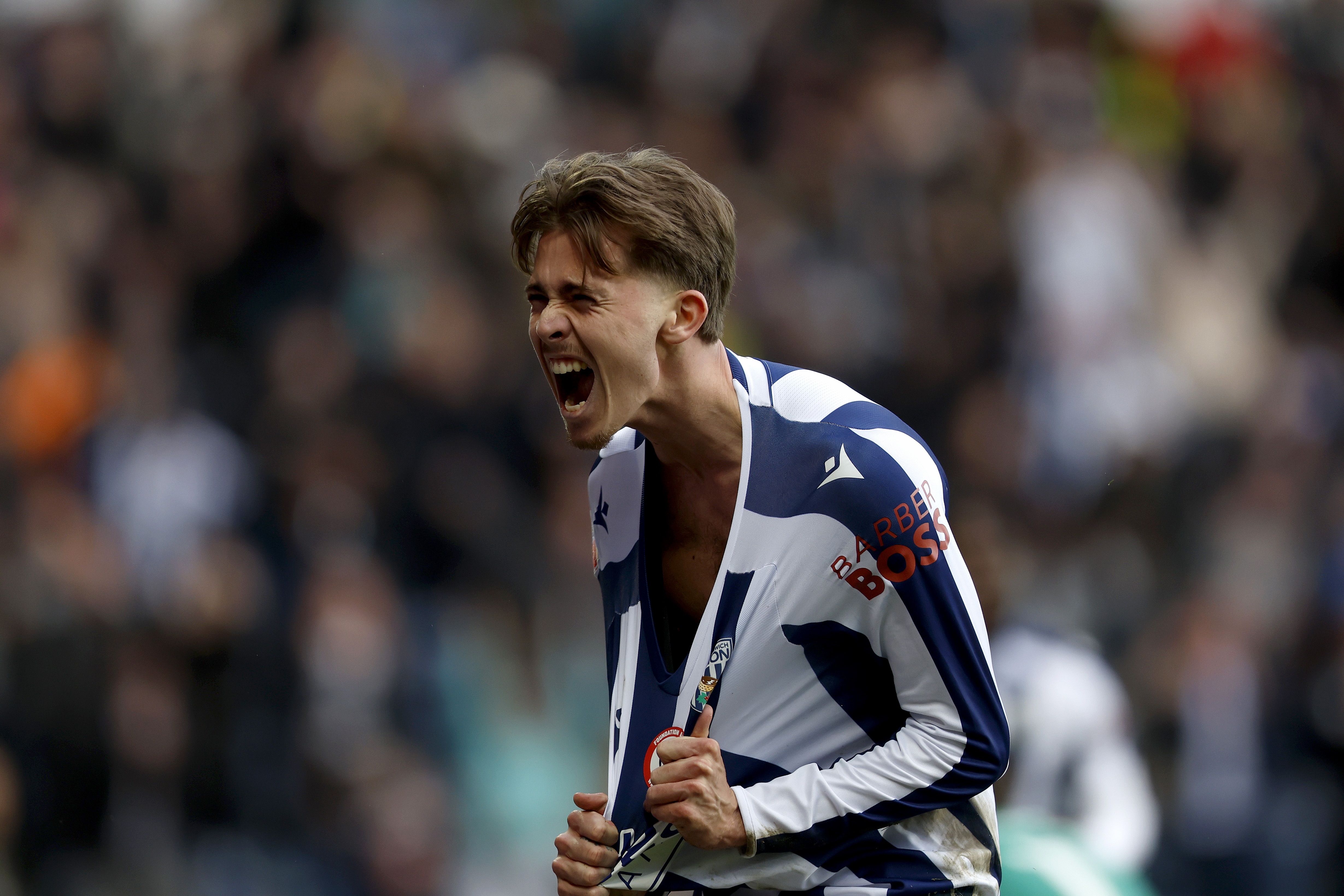 Isaac Price celebrates his goal against Hull