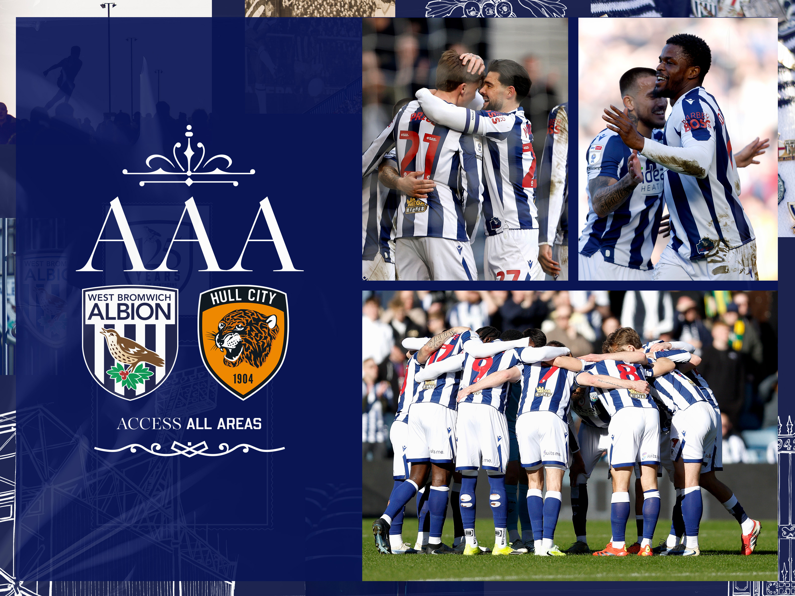 AAA graphic for Hull City game with three images from the match on 