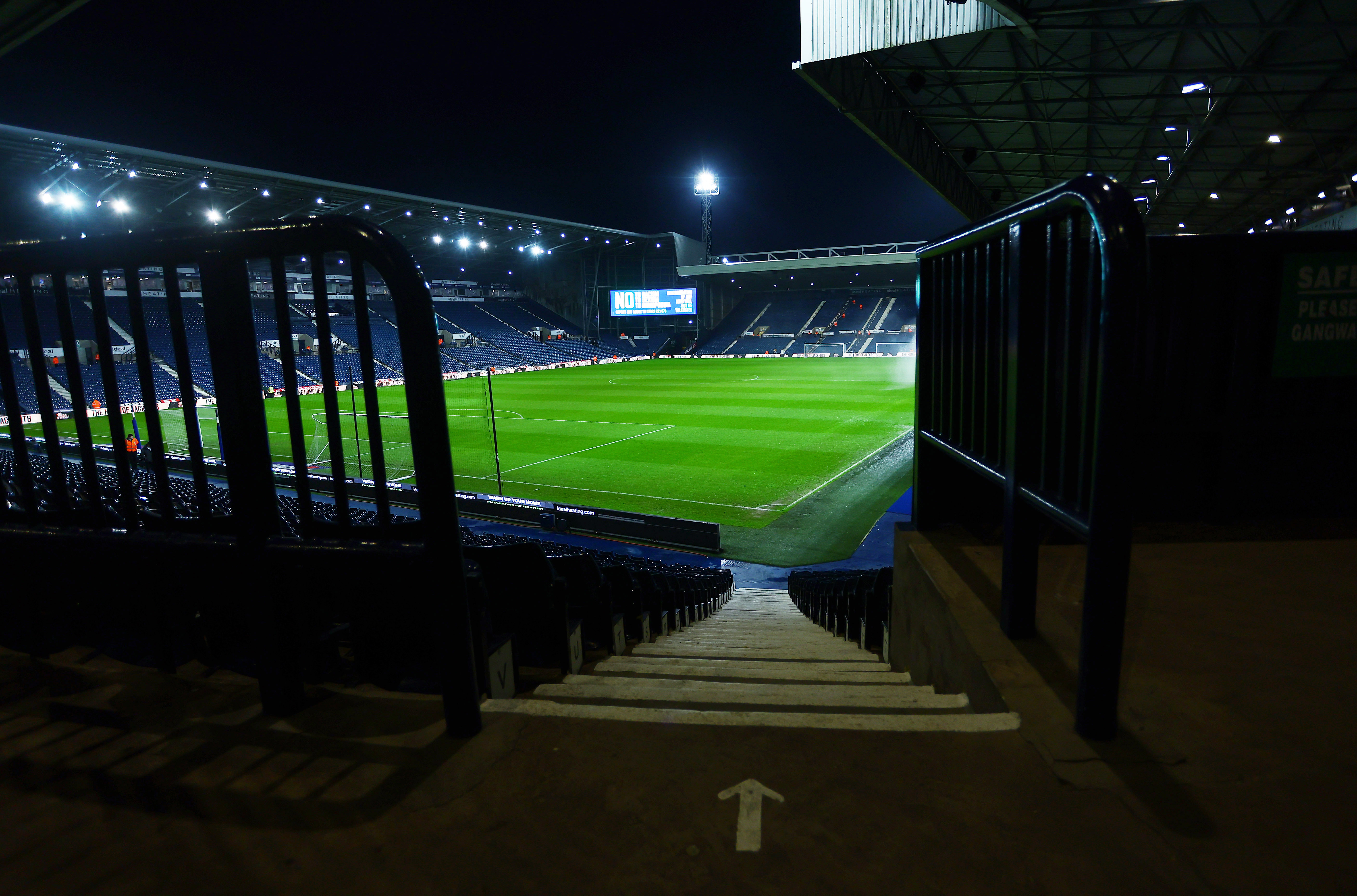 A general view of The Hawthorns at night 